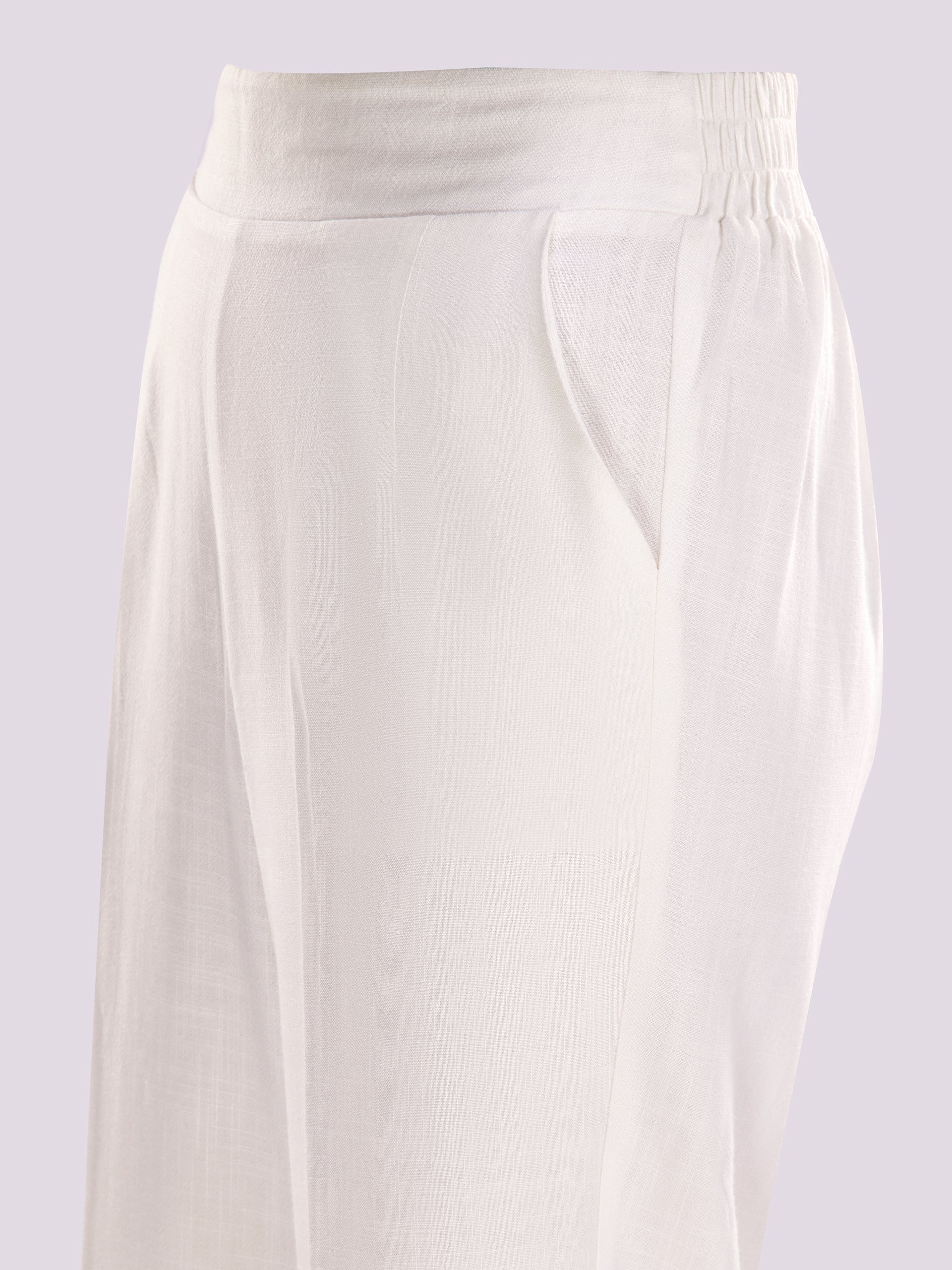 White High Waisted Trousers