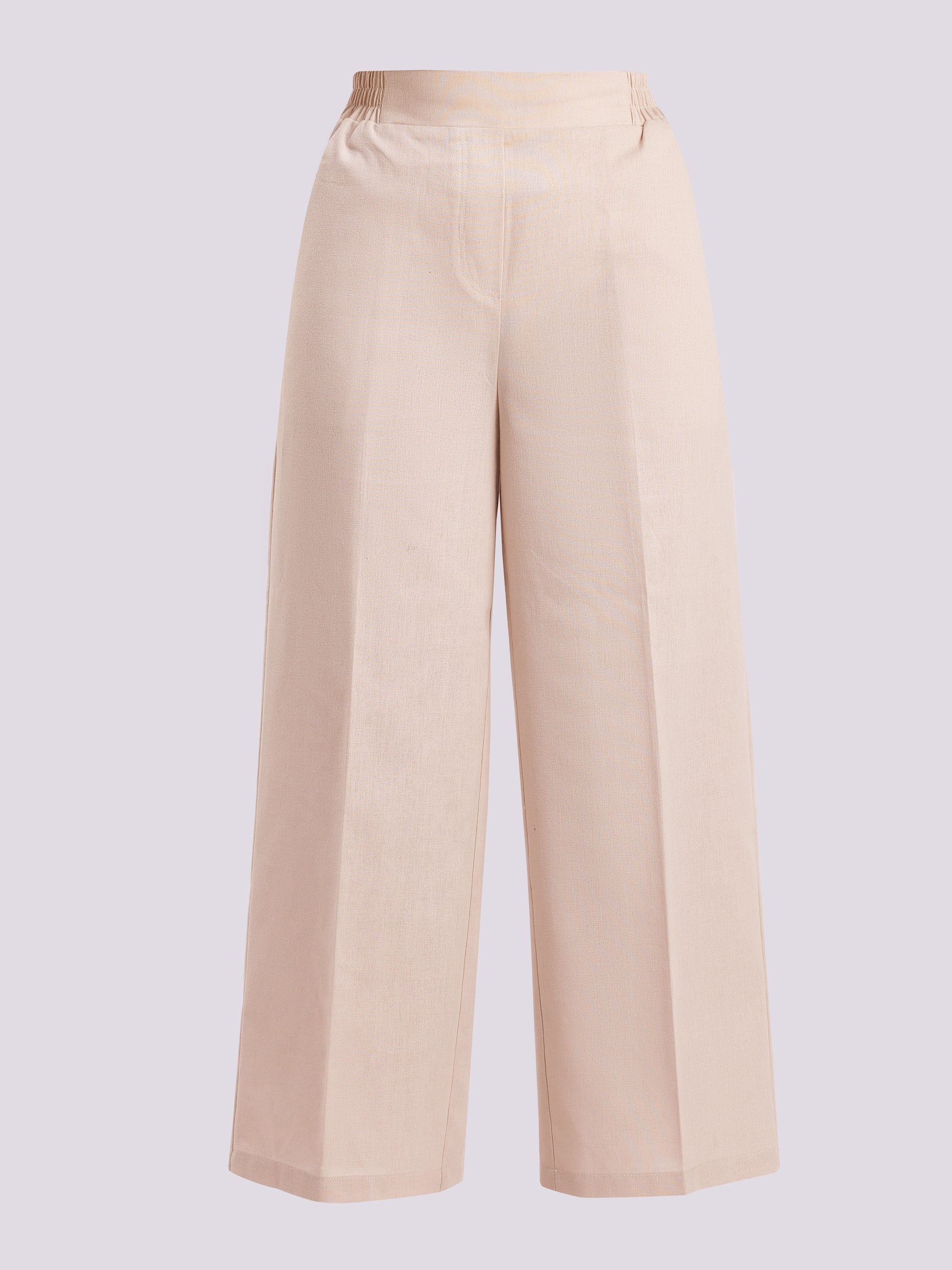 Beige Wide Leg Pants