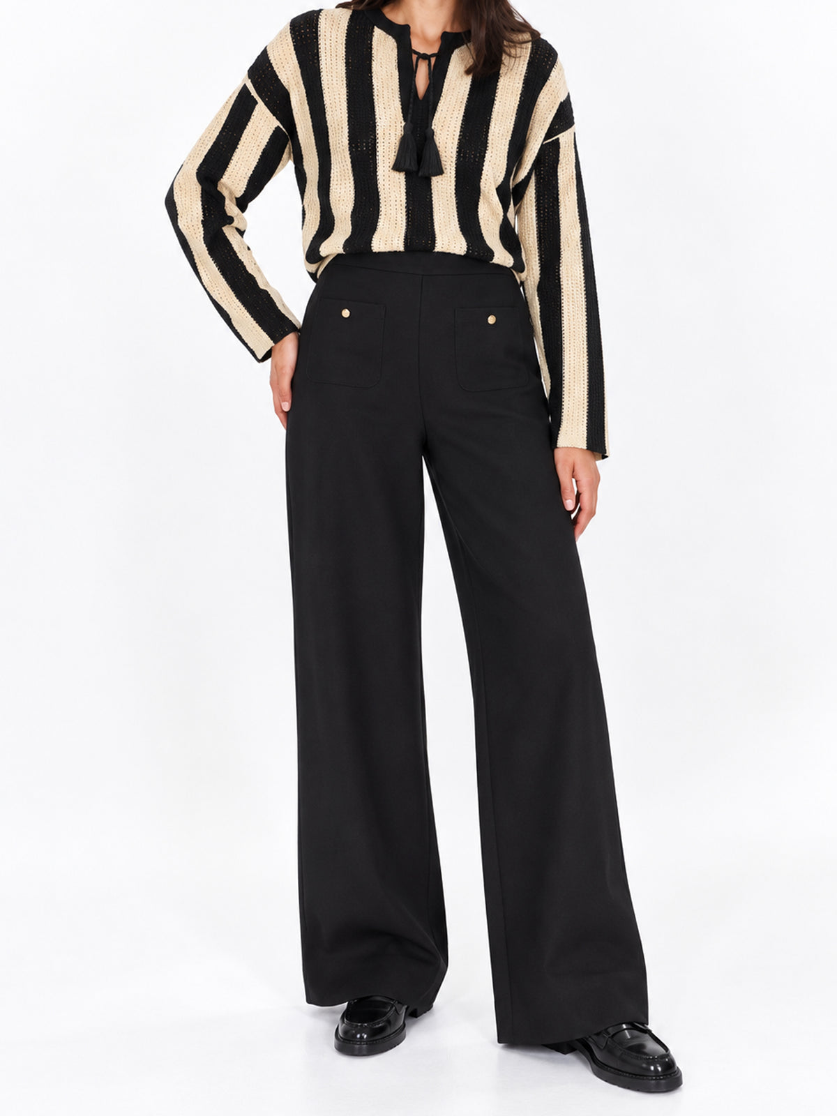 The Zebra Stripe Lace-Up Pullover