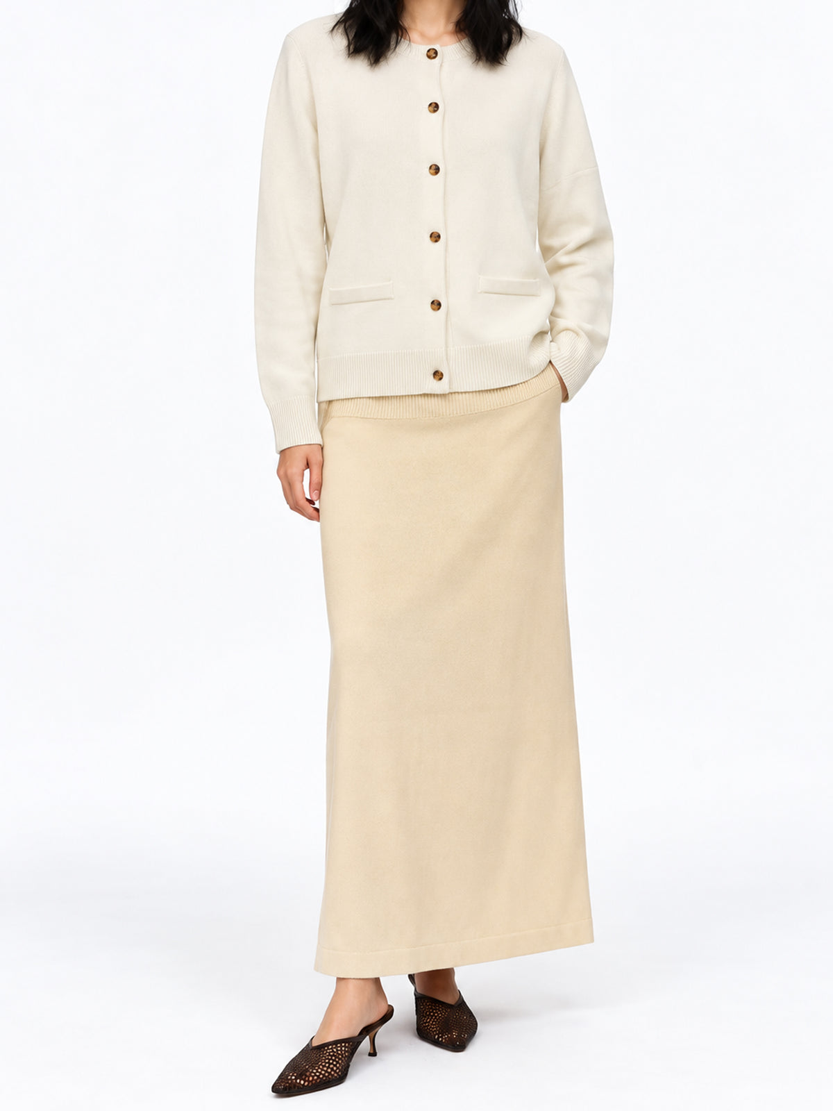 The Ivory Classic Crew-Neck Cardigan