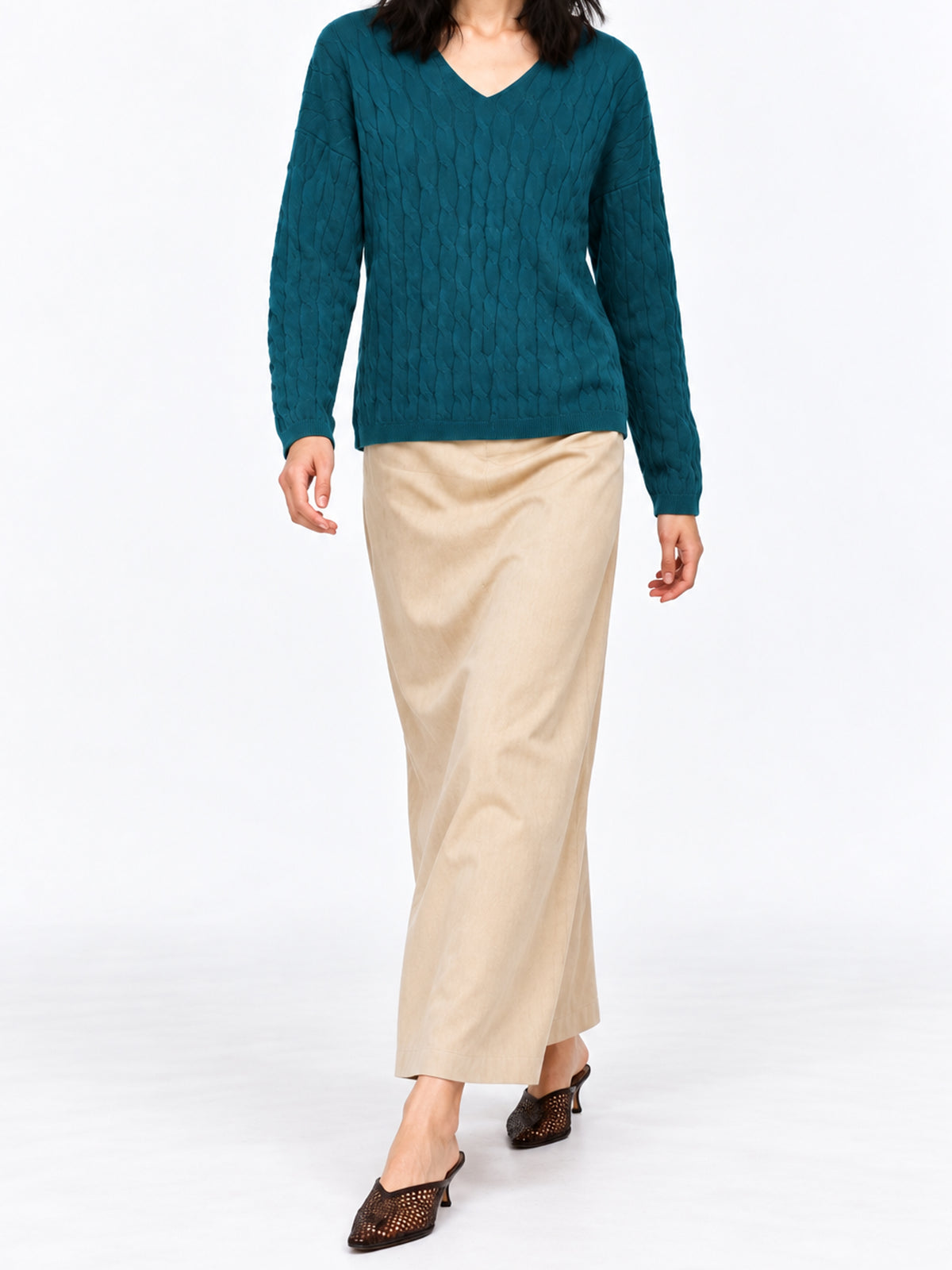 Noir Sculpted V-Neck Sweater