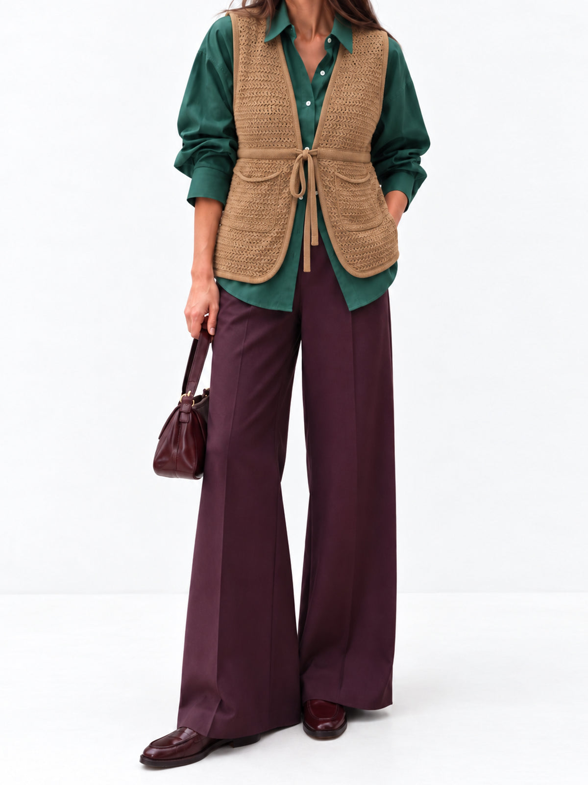 The Camel Tie-Front Knit Vest