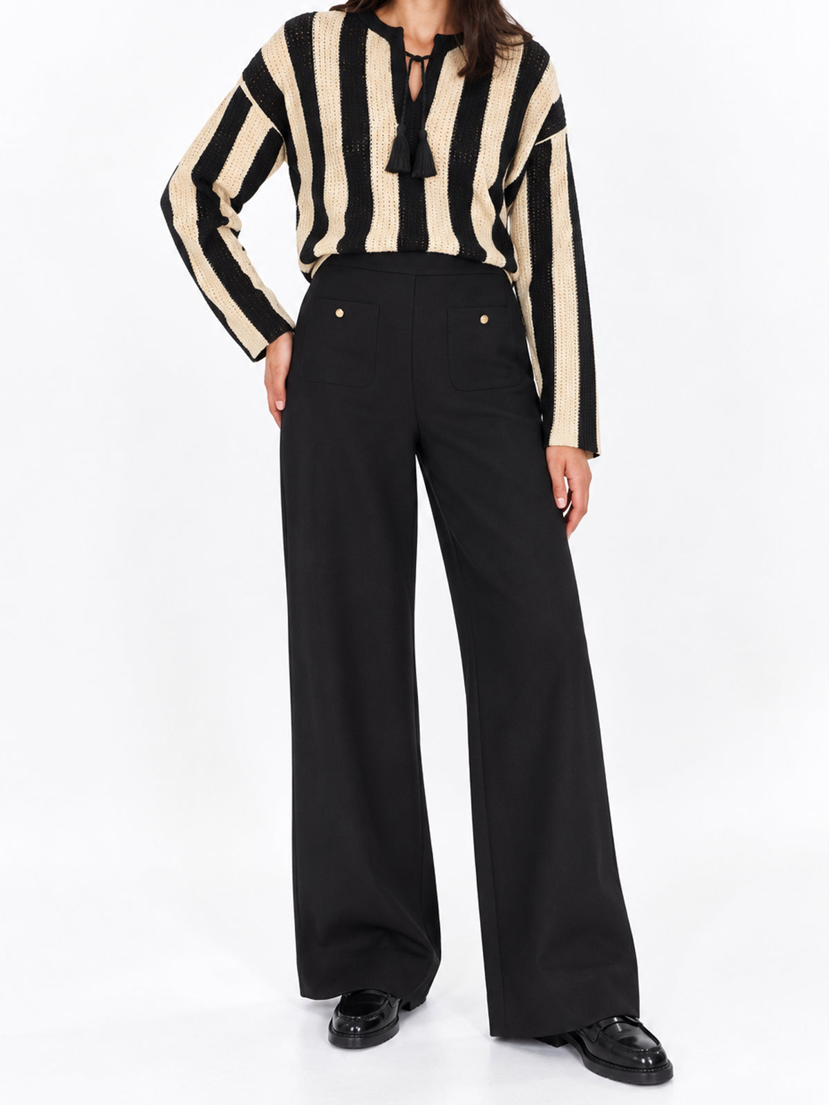 The Zebra Stripe Lace-Up Pullover