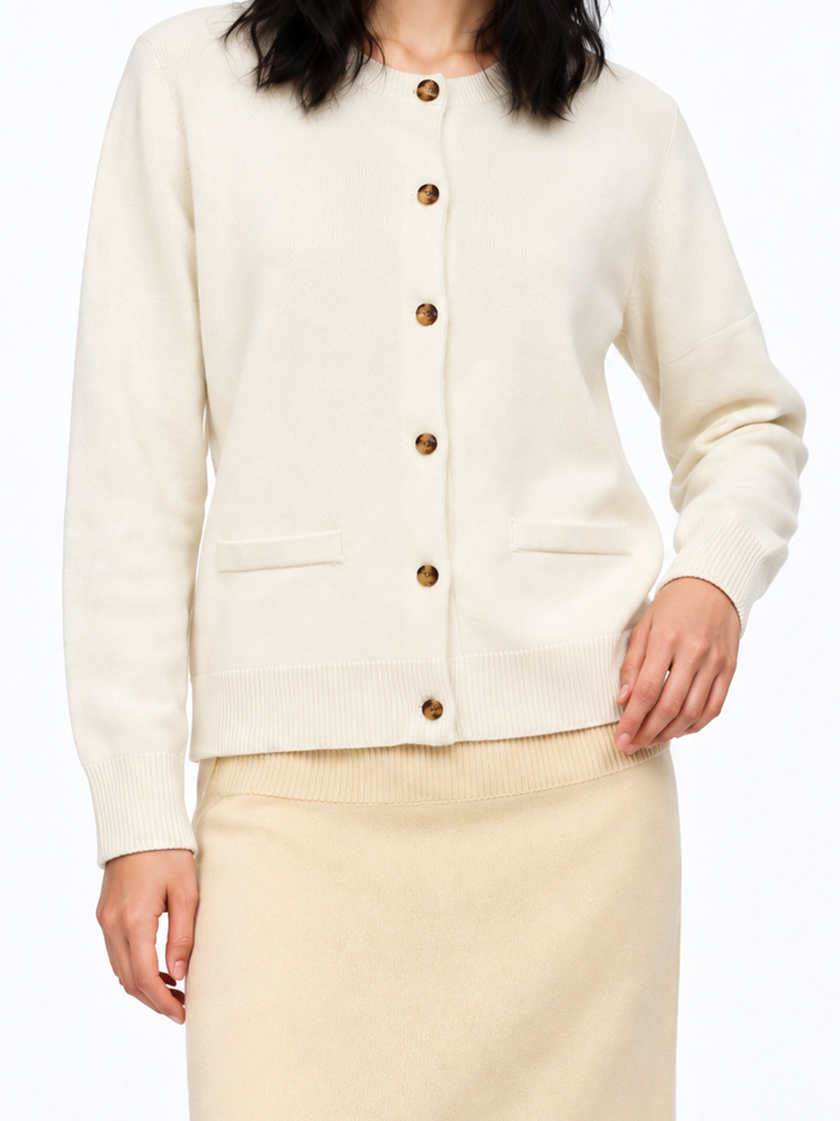 The Ivory Classic Crew-Neck Cardigan