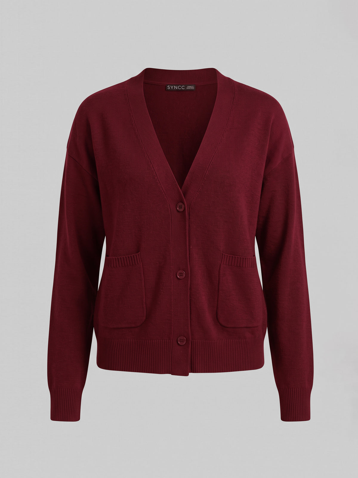 The Wine V-Neck Pocket Cardigan