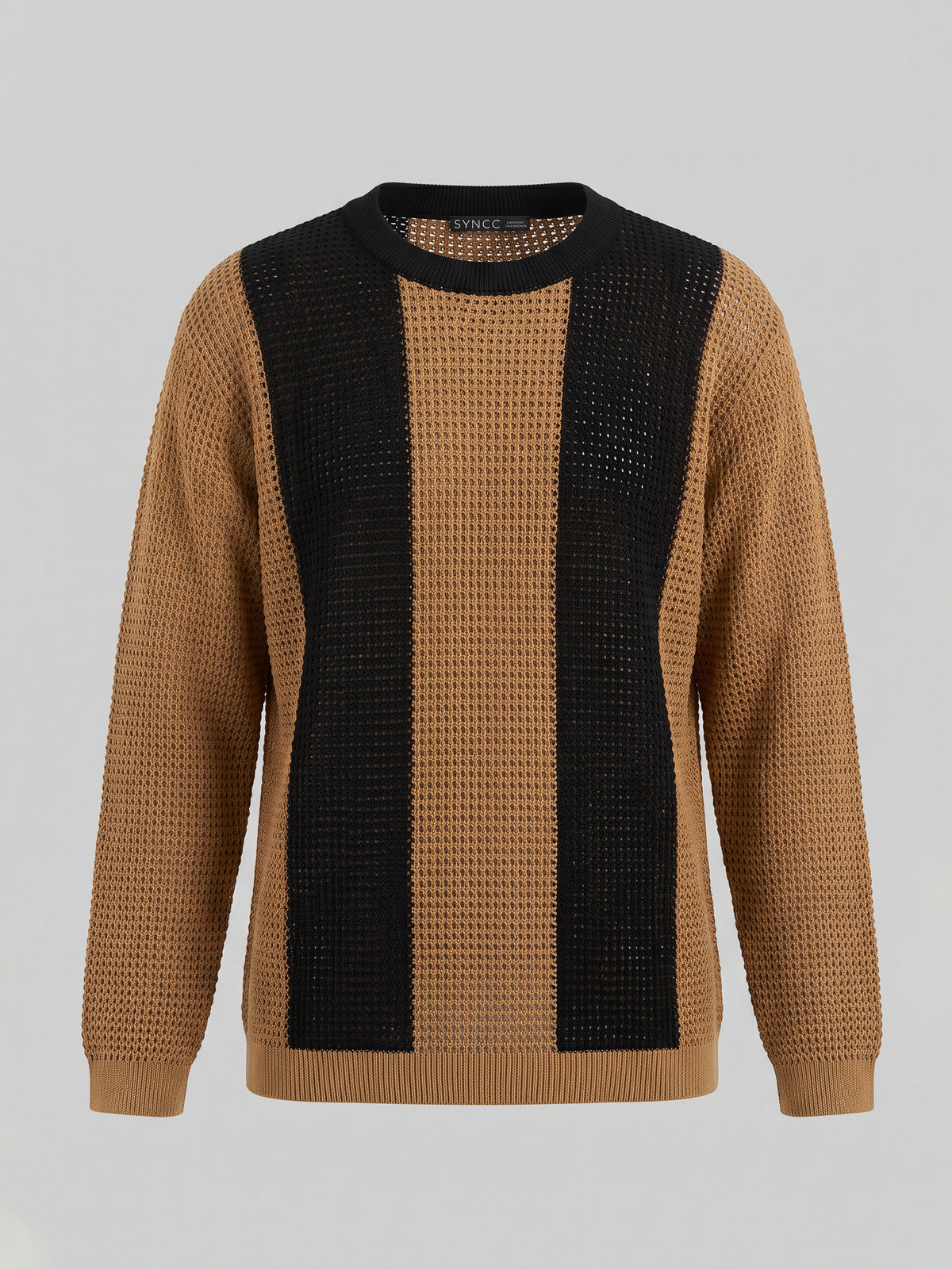 Colorblock Long-Sleeve Knit Sweater