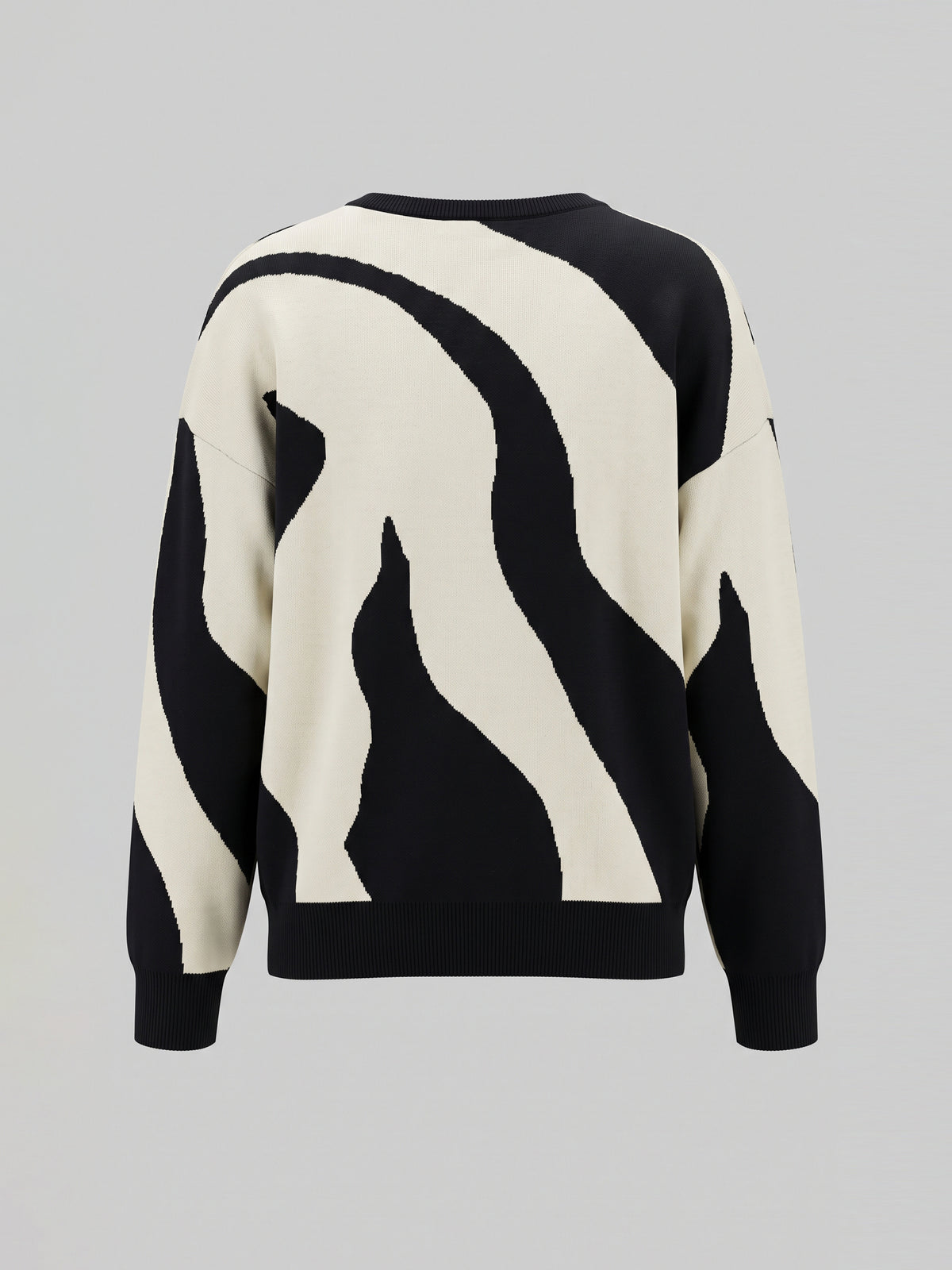 Monochrome Swirl Print Knit Pullover