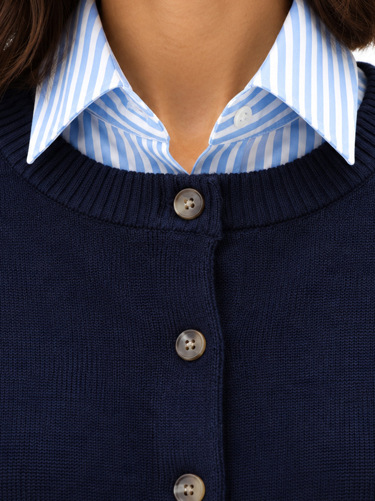 Navy Classic Crew-Neck Cardigan