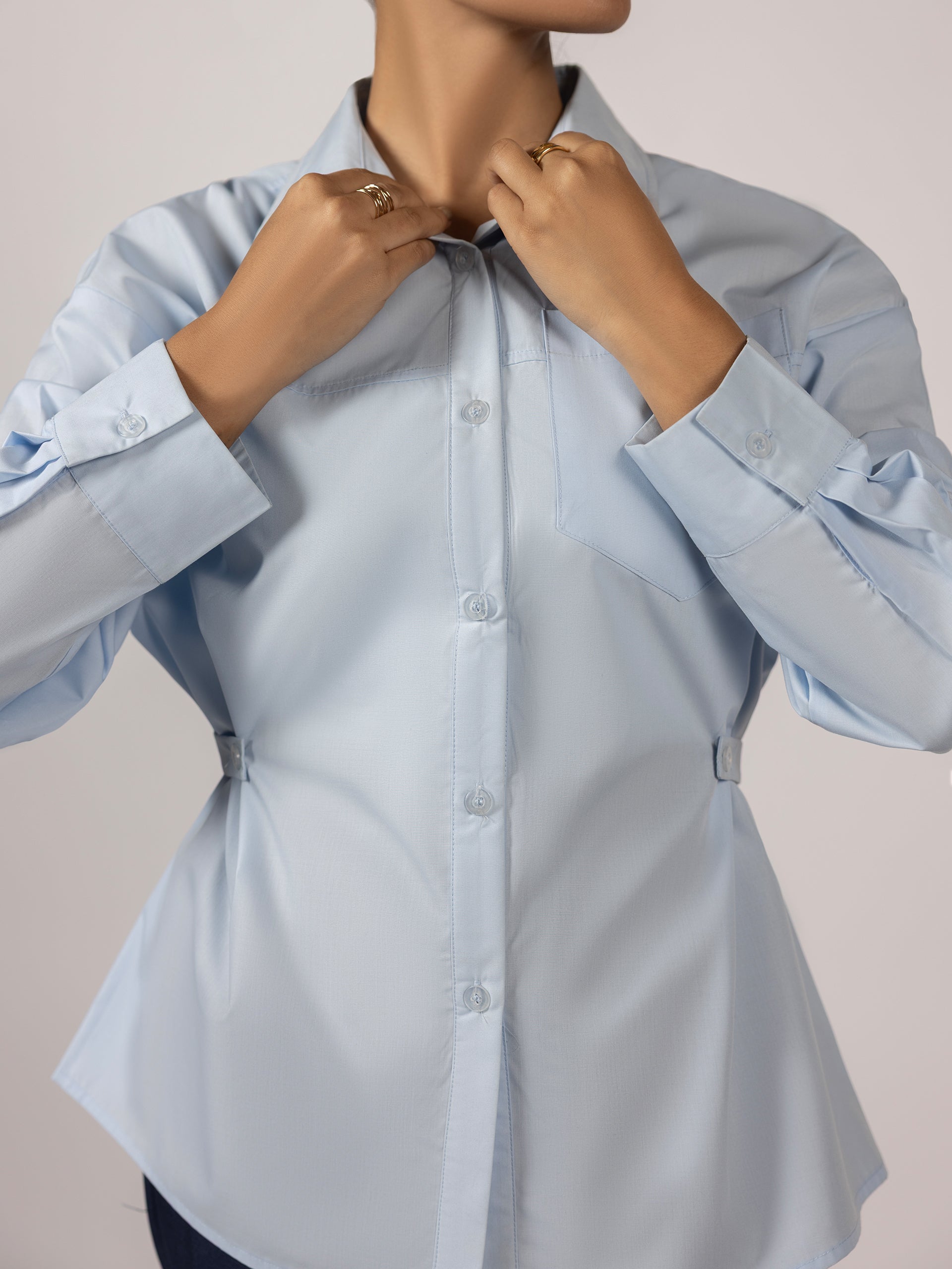 Blue Hourglass Button-Down