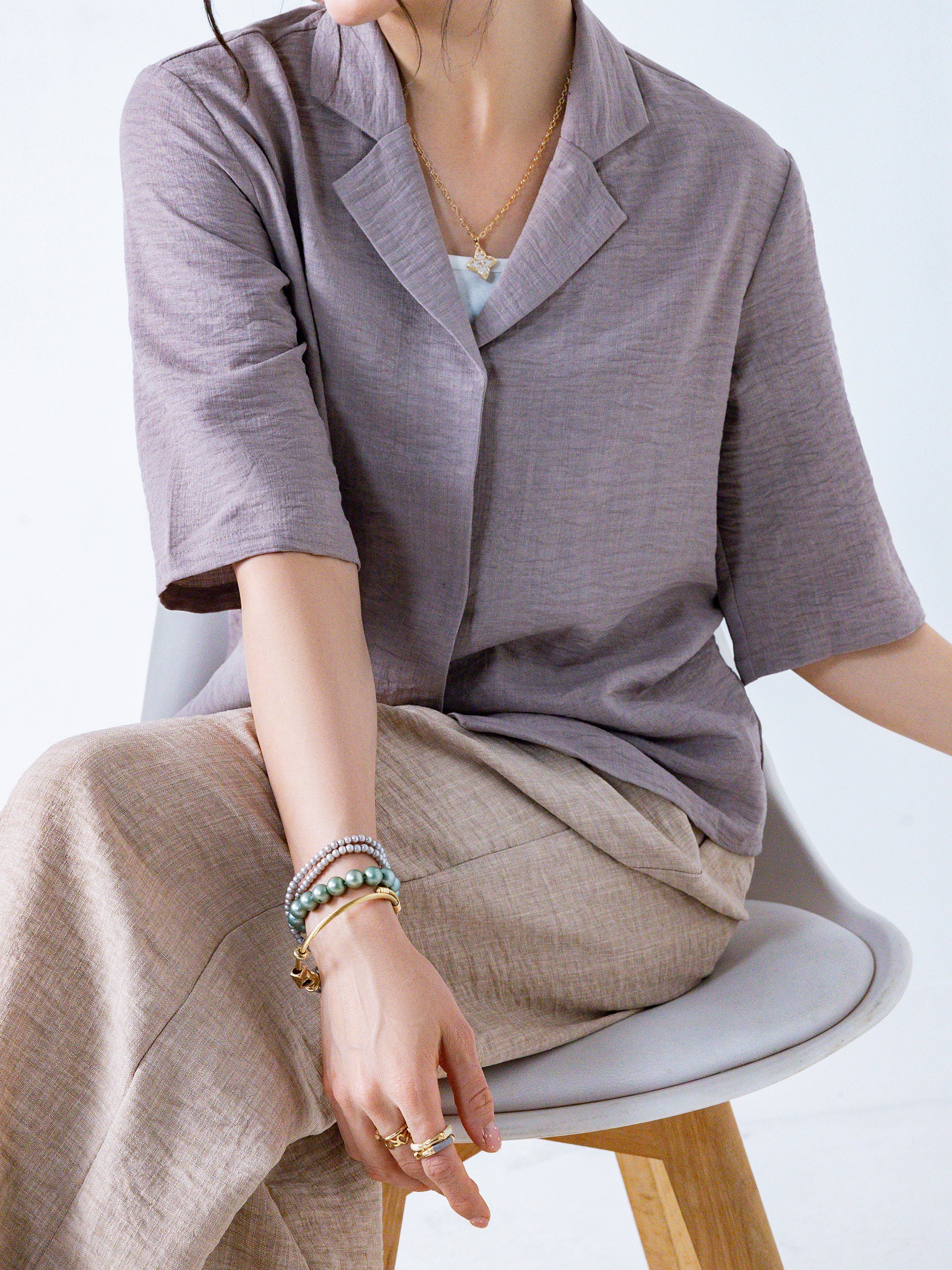 Taupe Relaxed Button-Up Shirt
