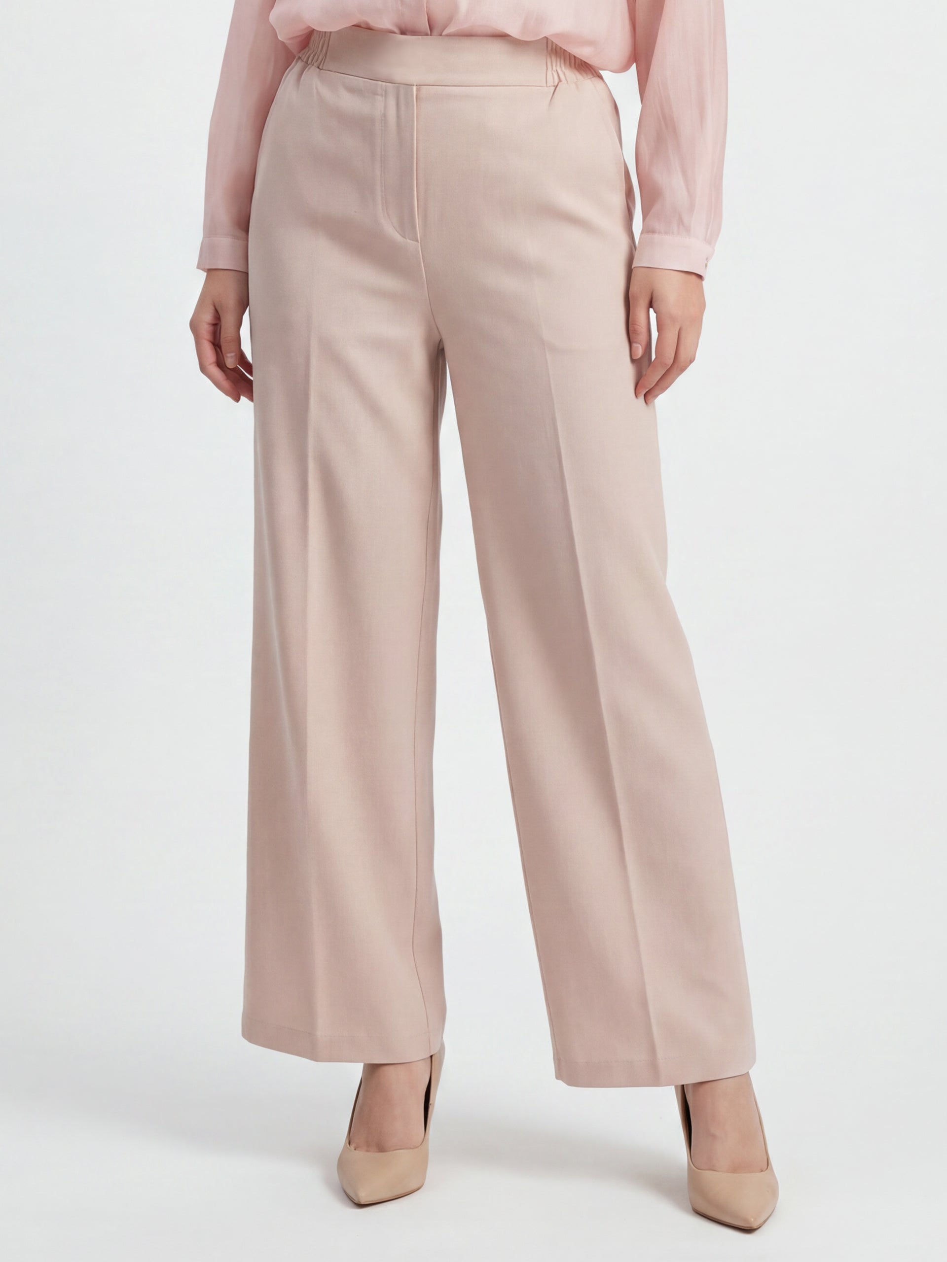Beige Wide Leg Pants