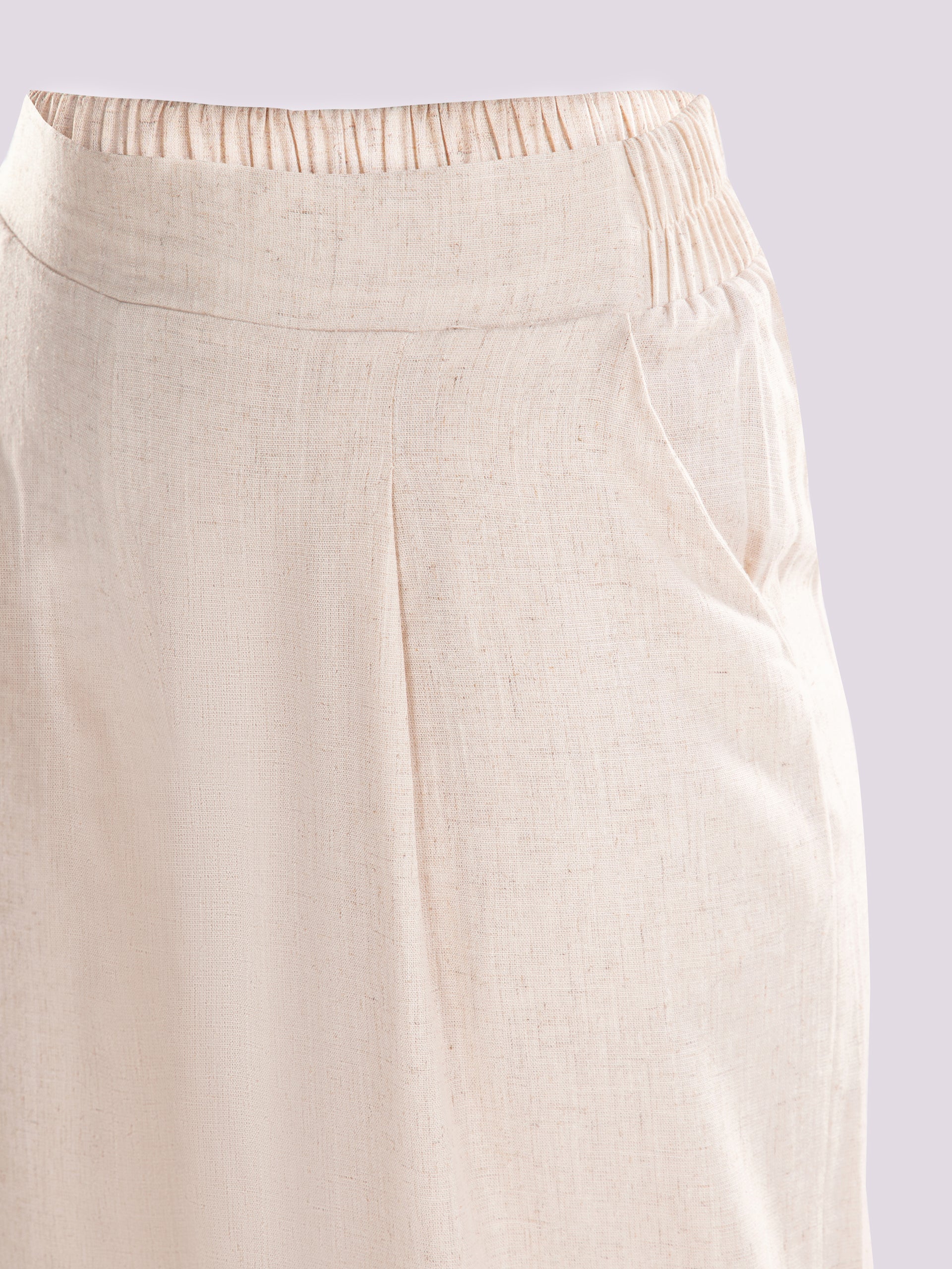 Beige Wide-Leg Trousers