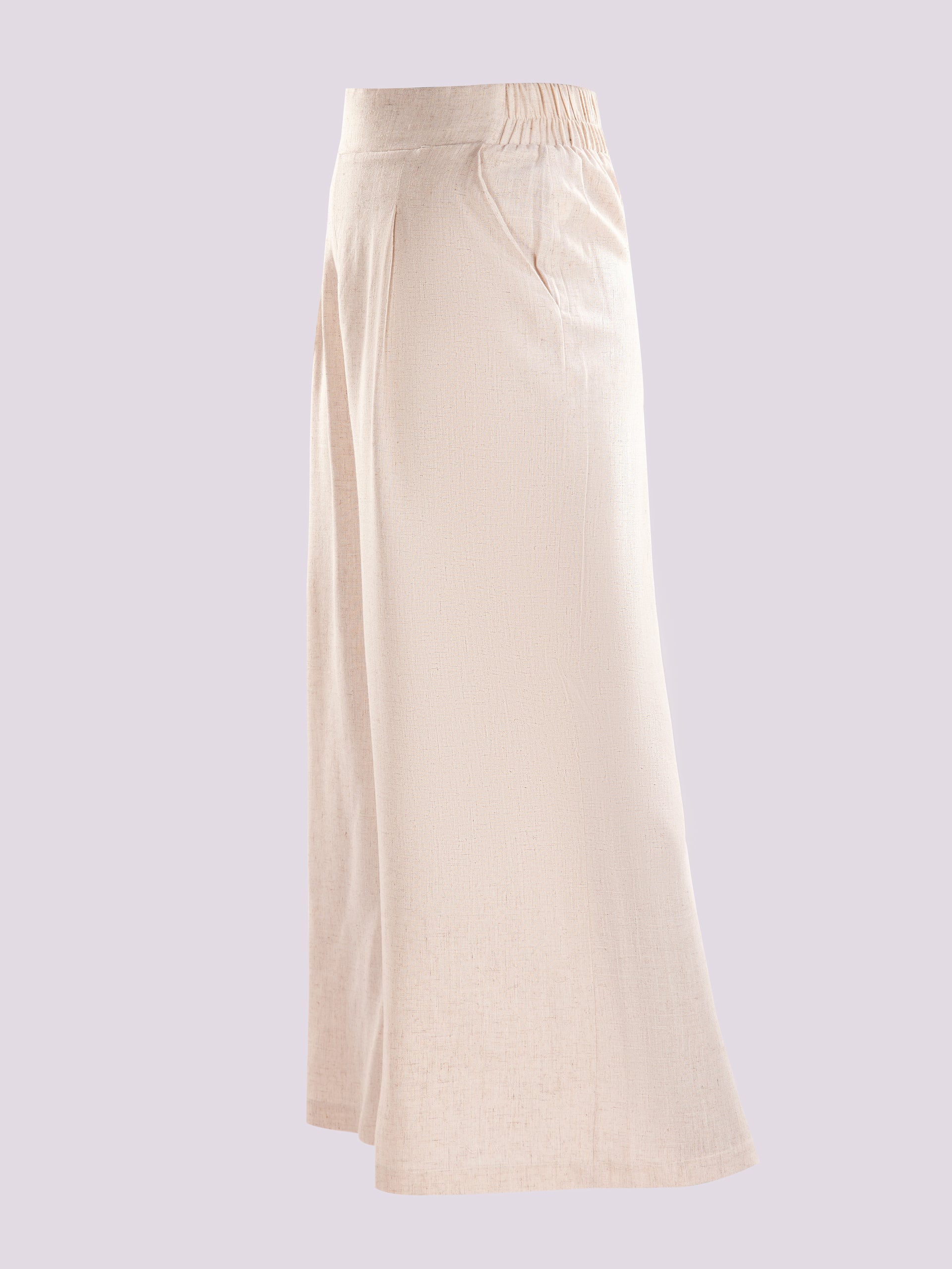Beige Wide-Leg Trousers