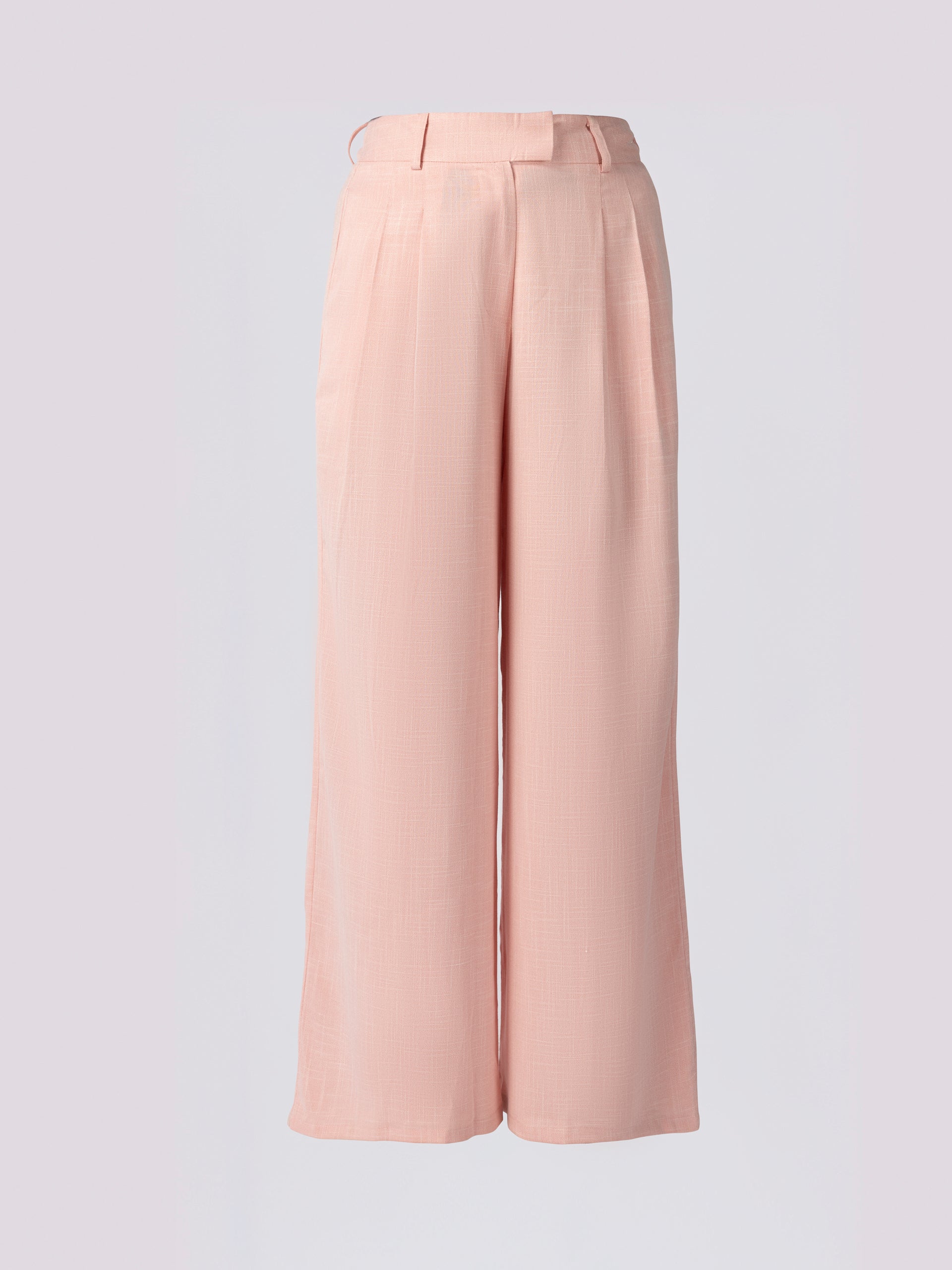 Women's Pink Pleated Wide Leg Trousers - women's Trousers | SYNCC