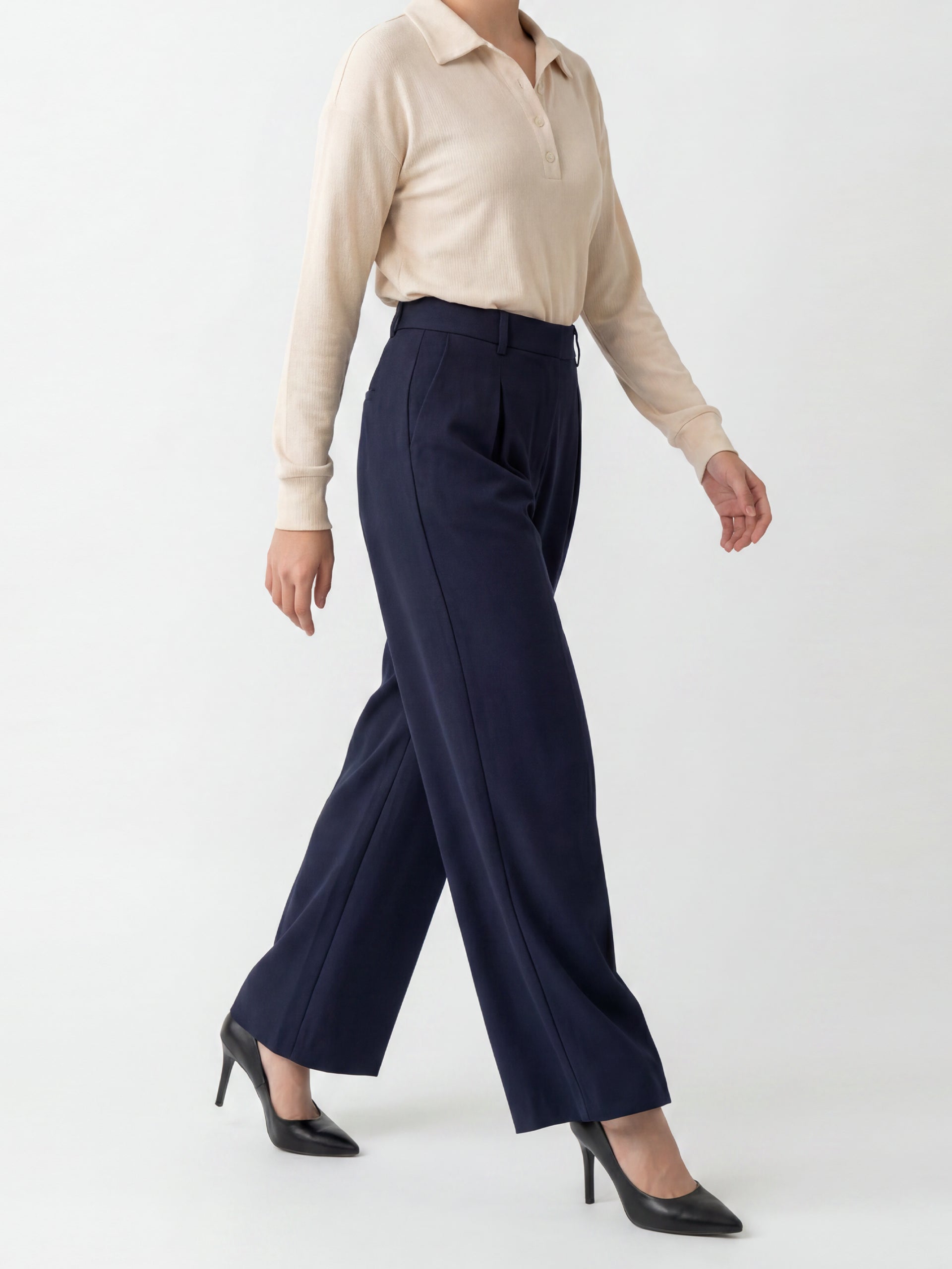 Navy Wide Trousers