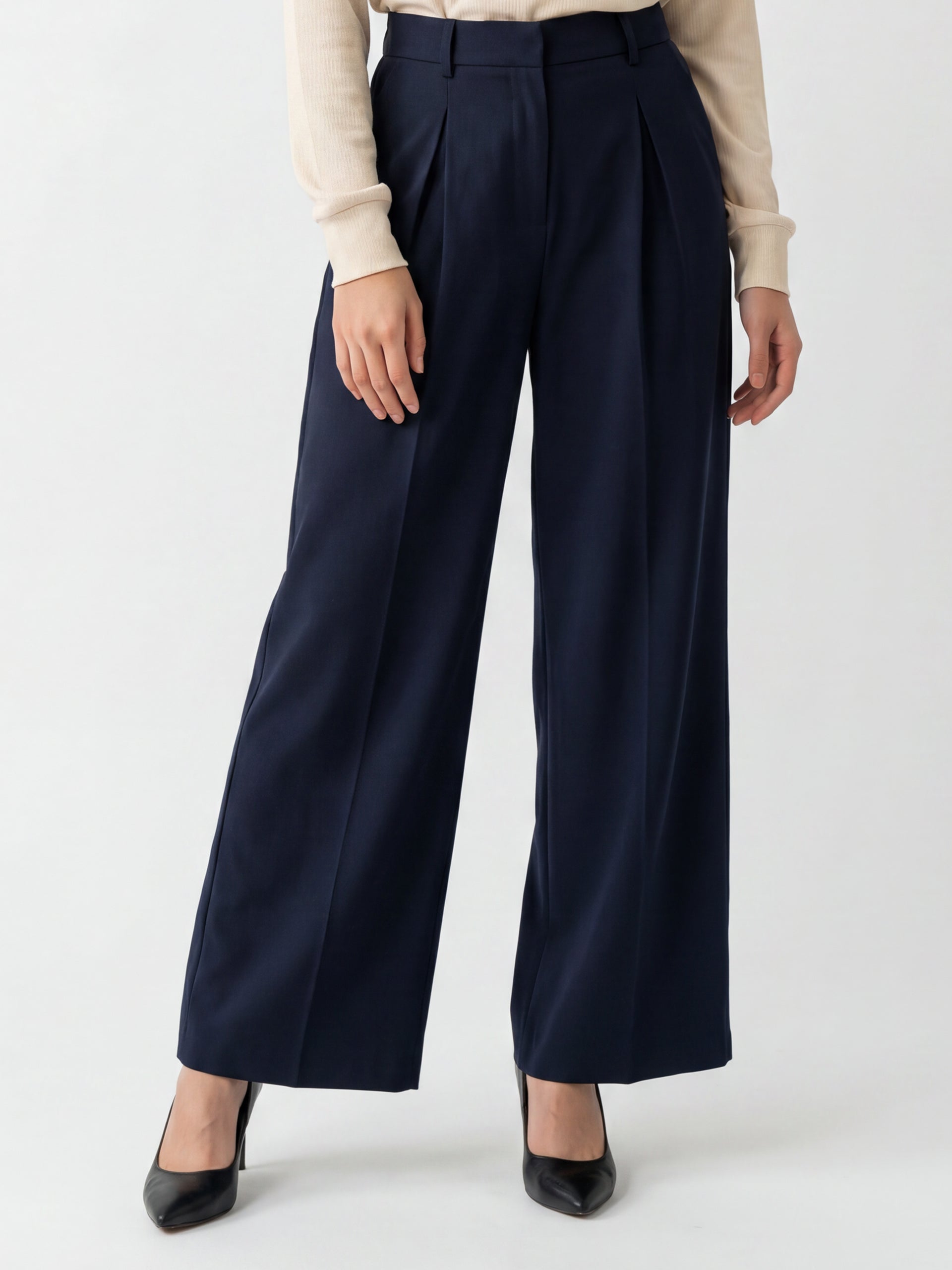 Navy Wide Trousers