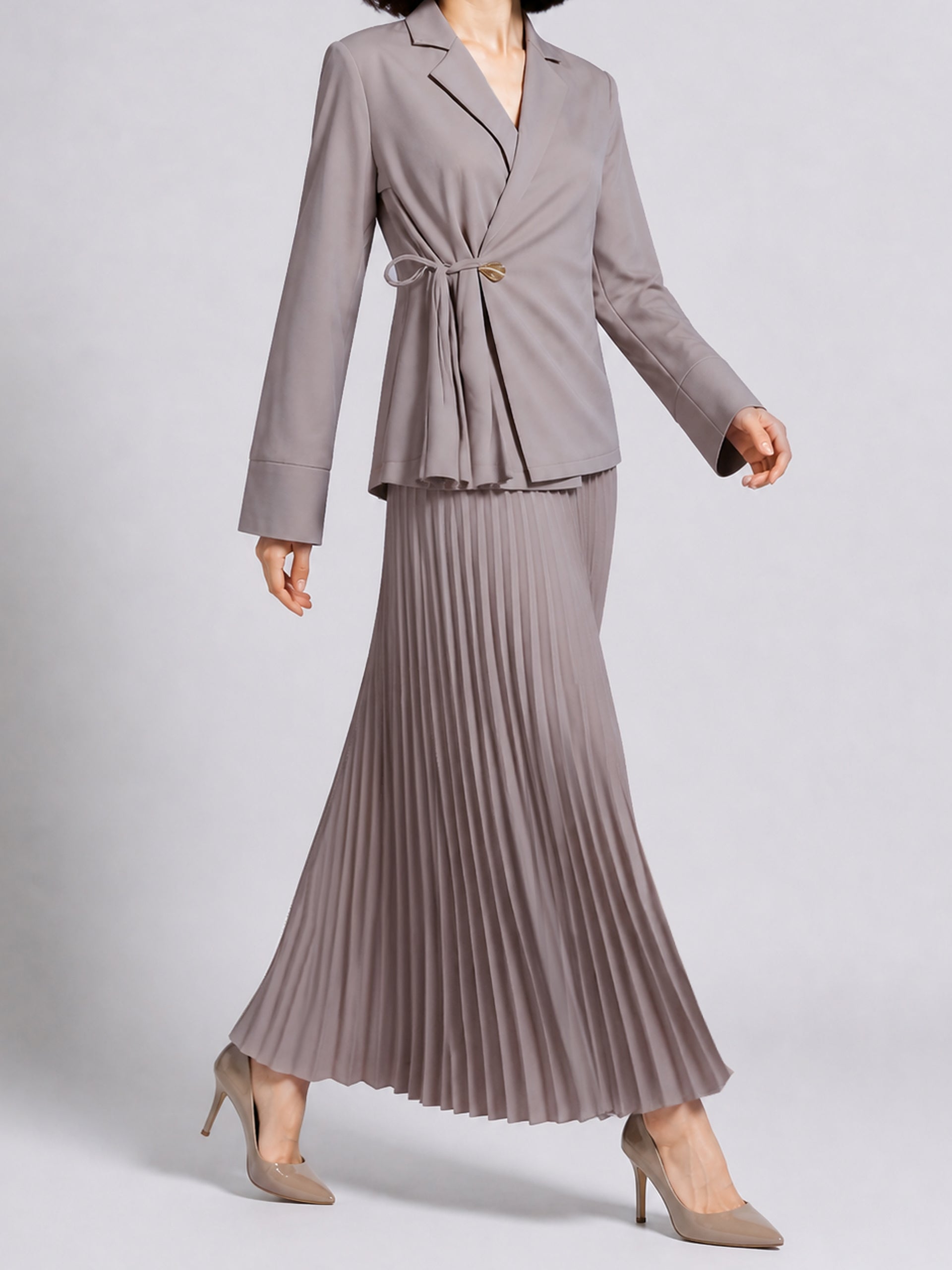 Beige Pleated Skirt