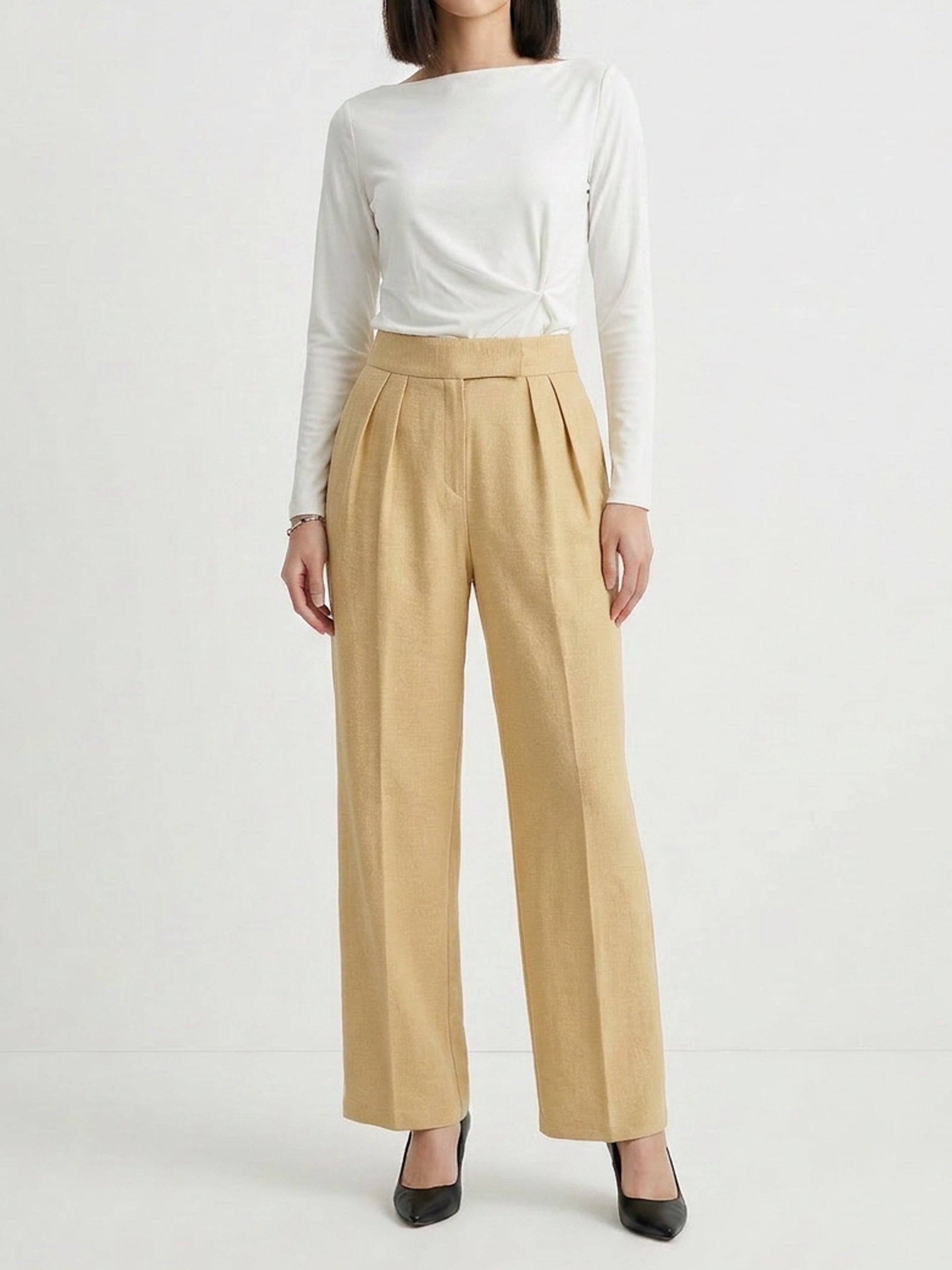 Women's Camel Wide-Leg Pants - women's Trousers | SYNCC