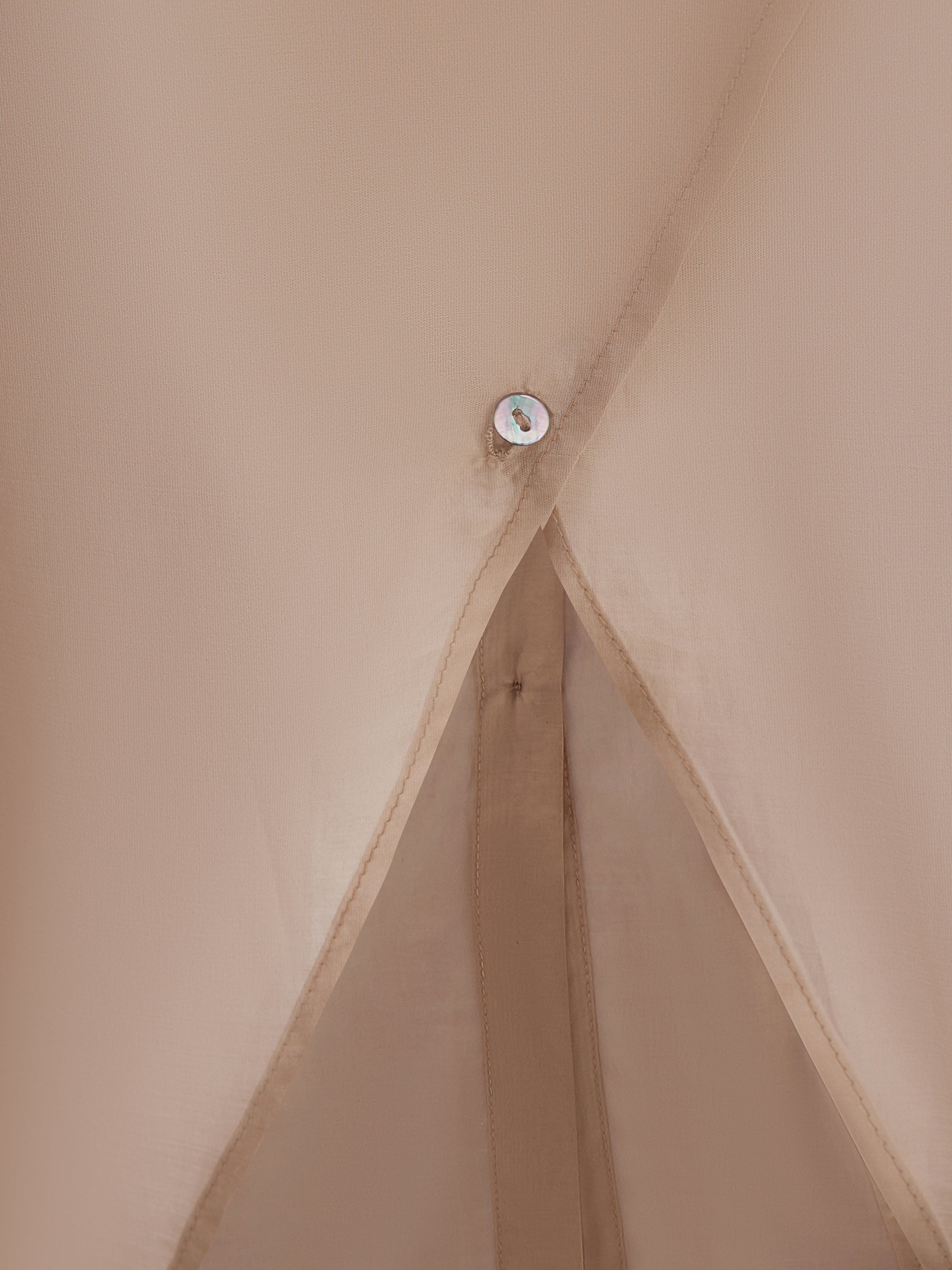 Beige Oversized Sheer Button Down Shirt