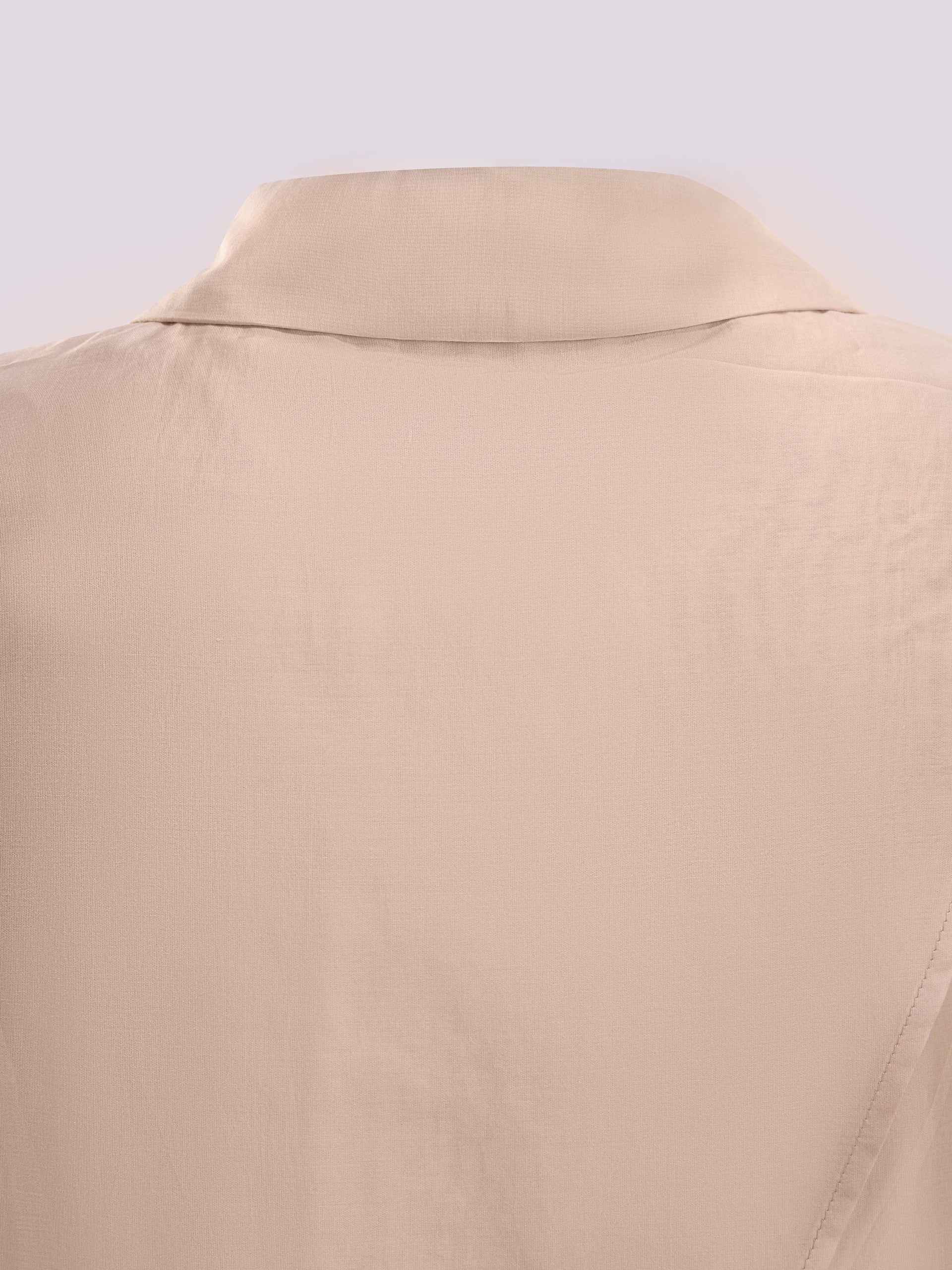 Beige Oversized Sheer Button Down Shirt