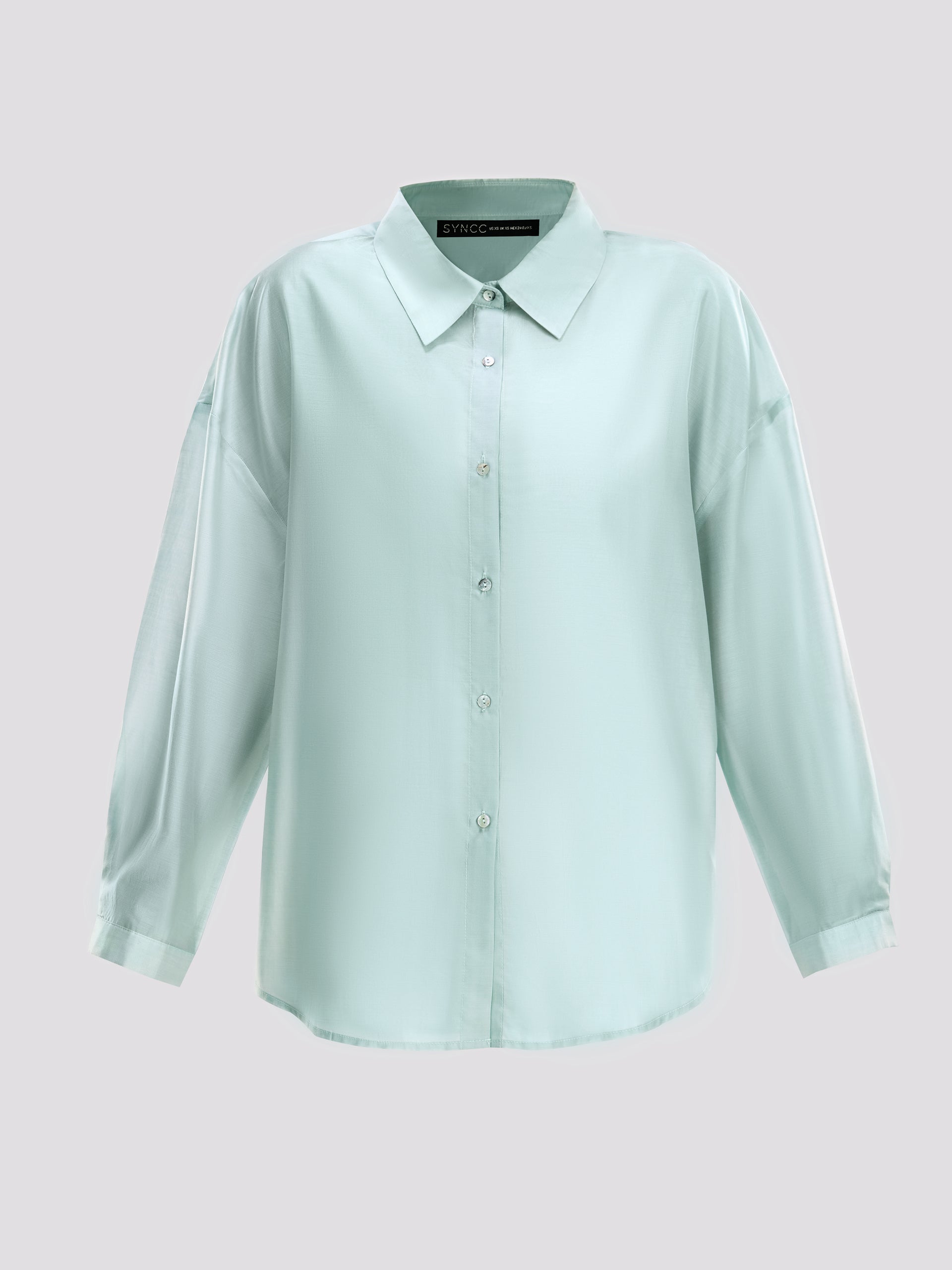 Light Blue Oversized Sheer Button Down Shirt
