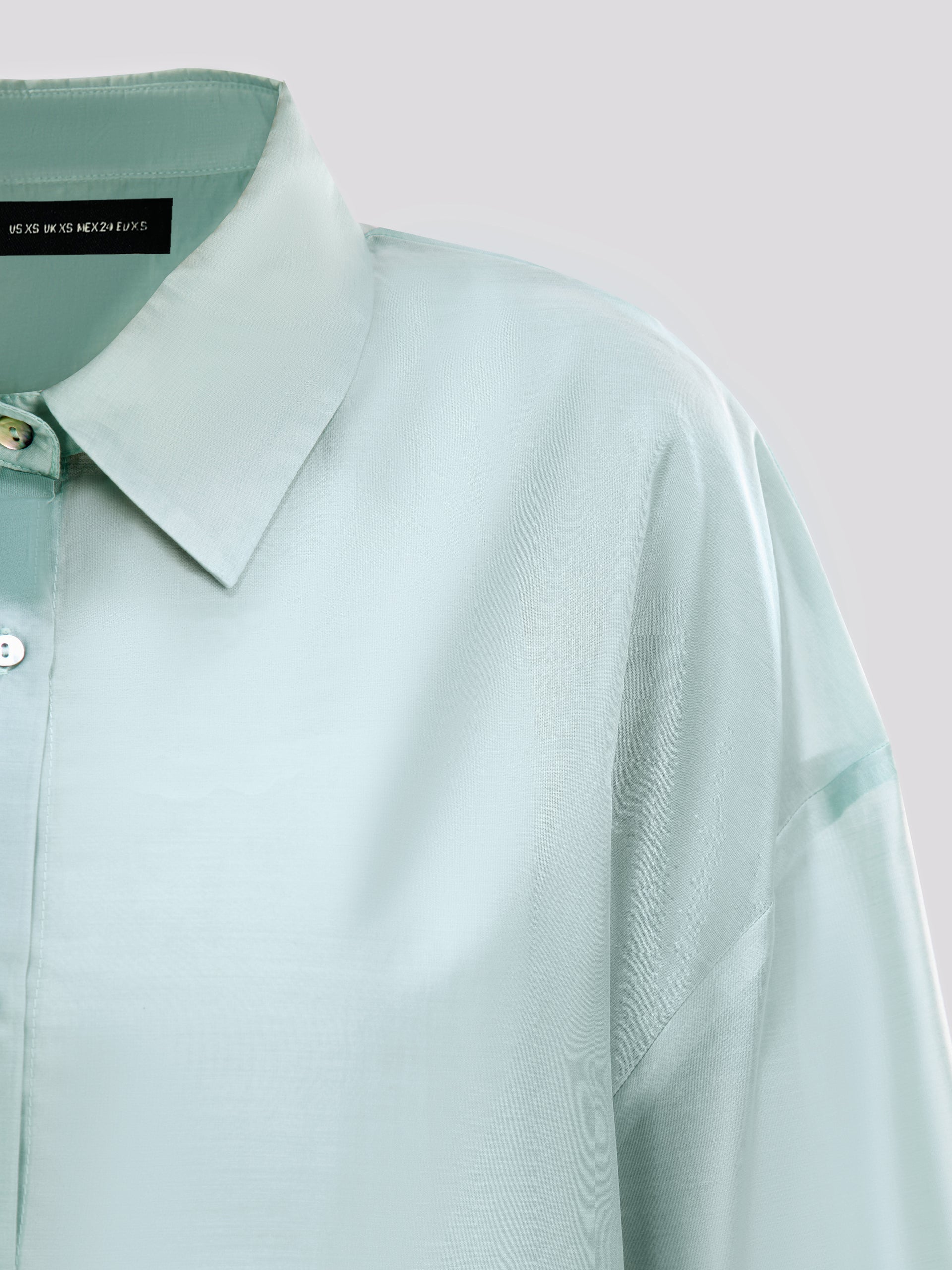 Light Blue Oversized Sheer Button Down Shirt