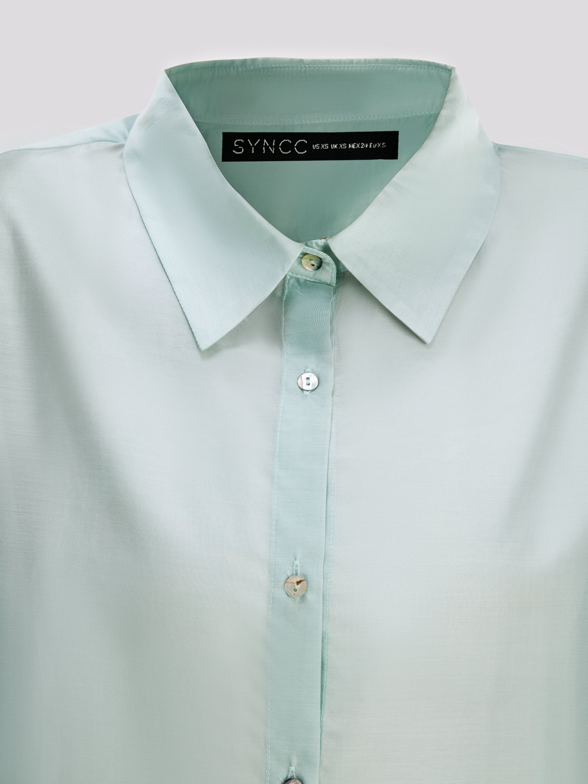 Light Blue Oversized Sheer Button Down Shirt