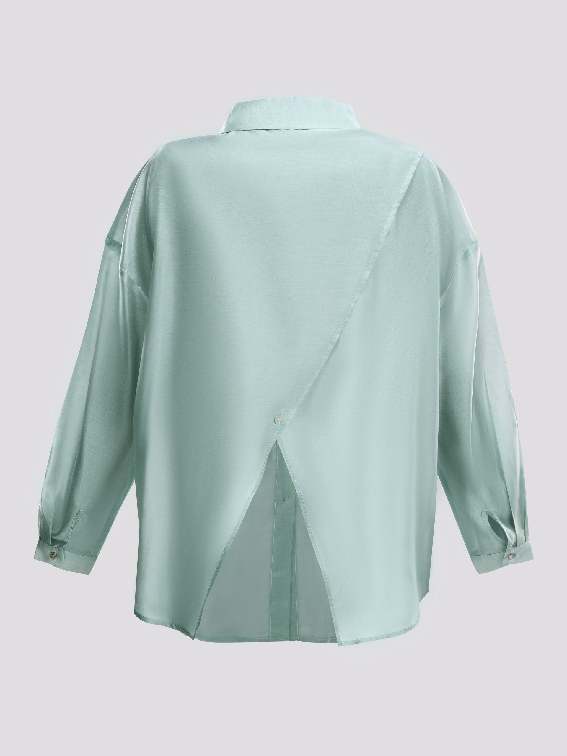 Light Blue Oversized Sheer Button Down Shirt