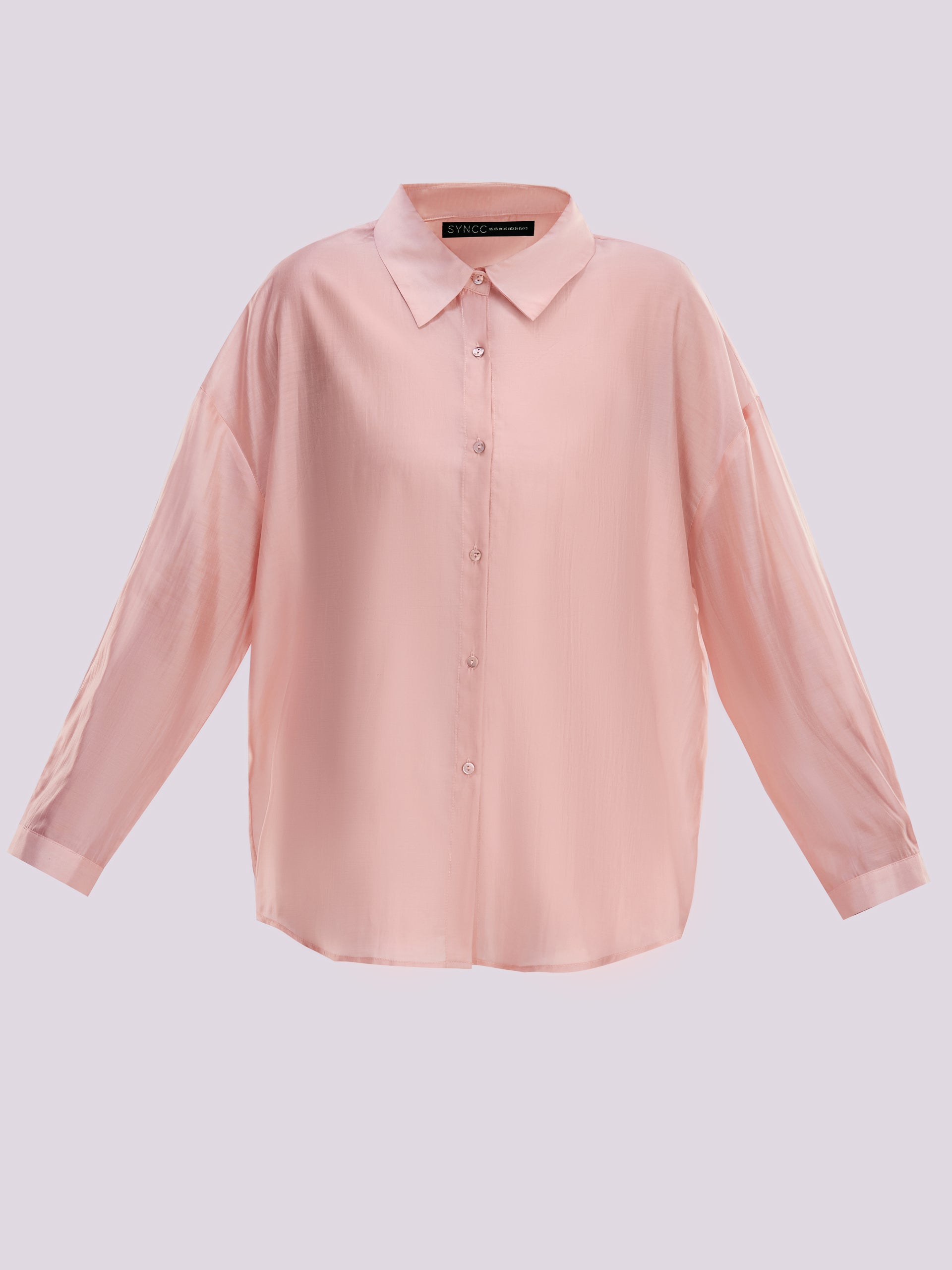 Light Pink Oversized Sheer Button Down Shirt