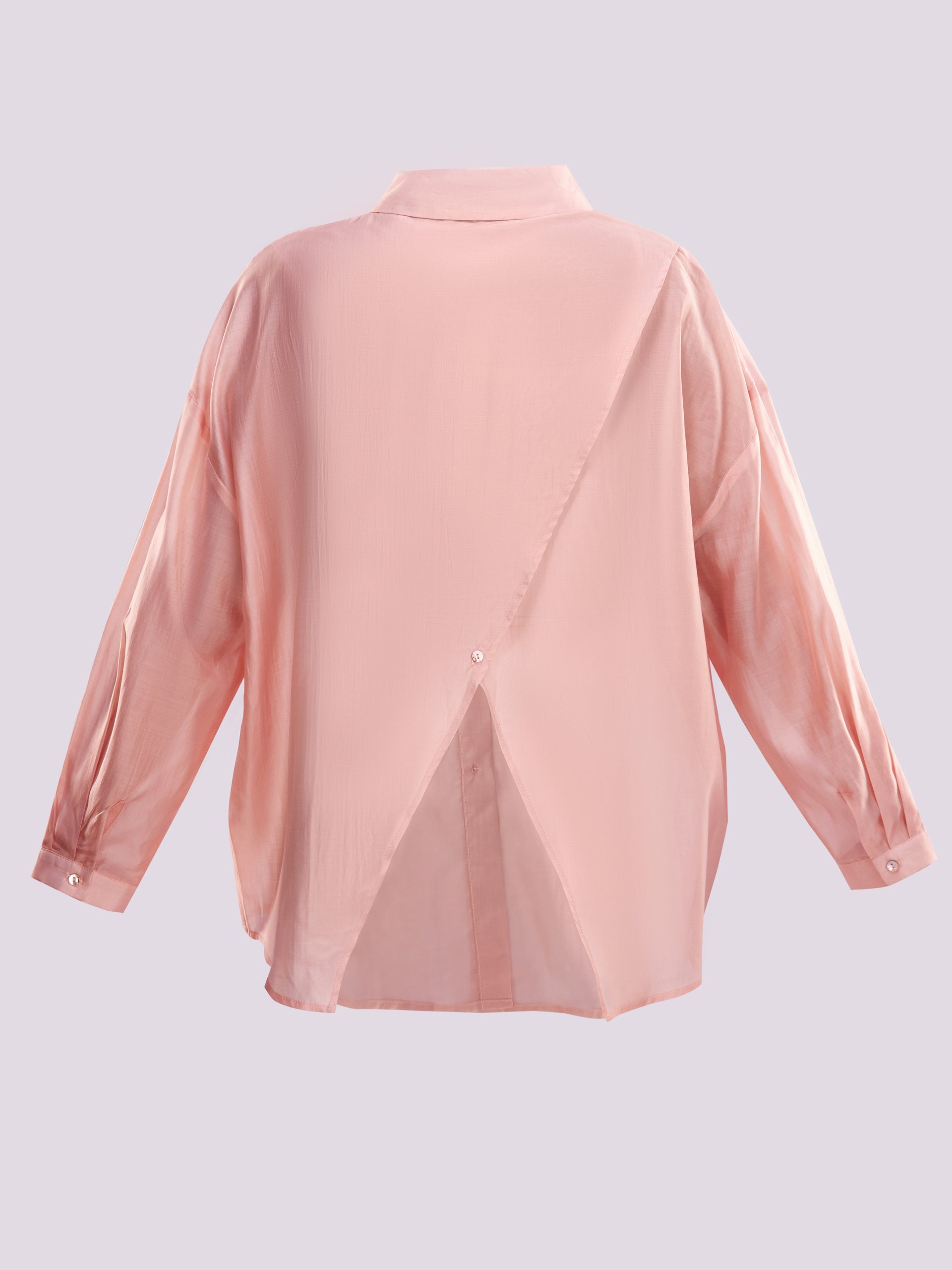 Light Pink Oversized Sheer Button Down Shirt