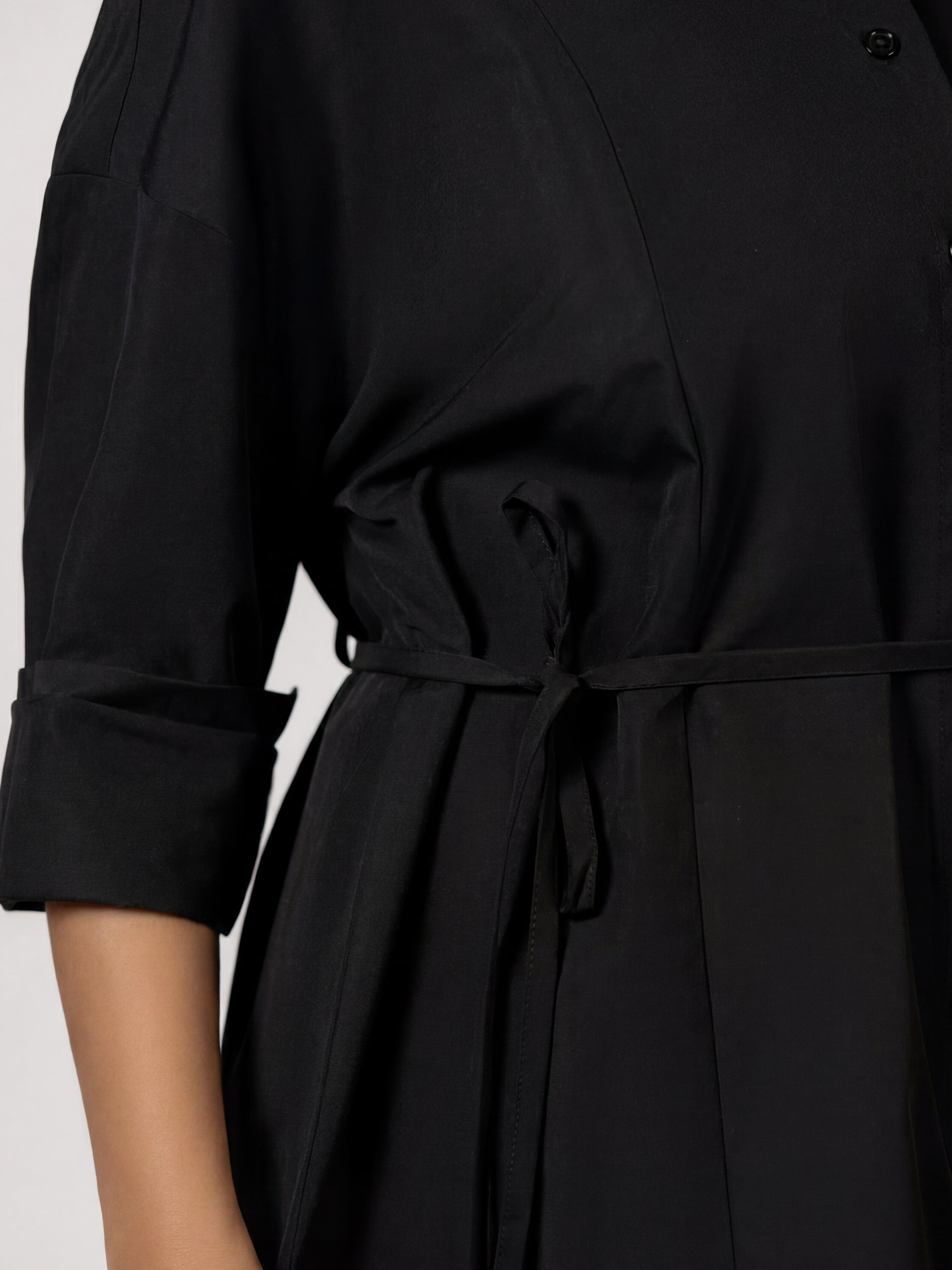 Black Lace-Up Back Blouse