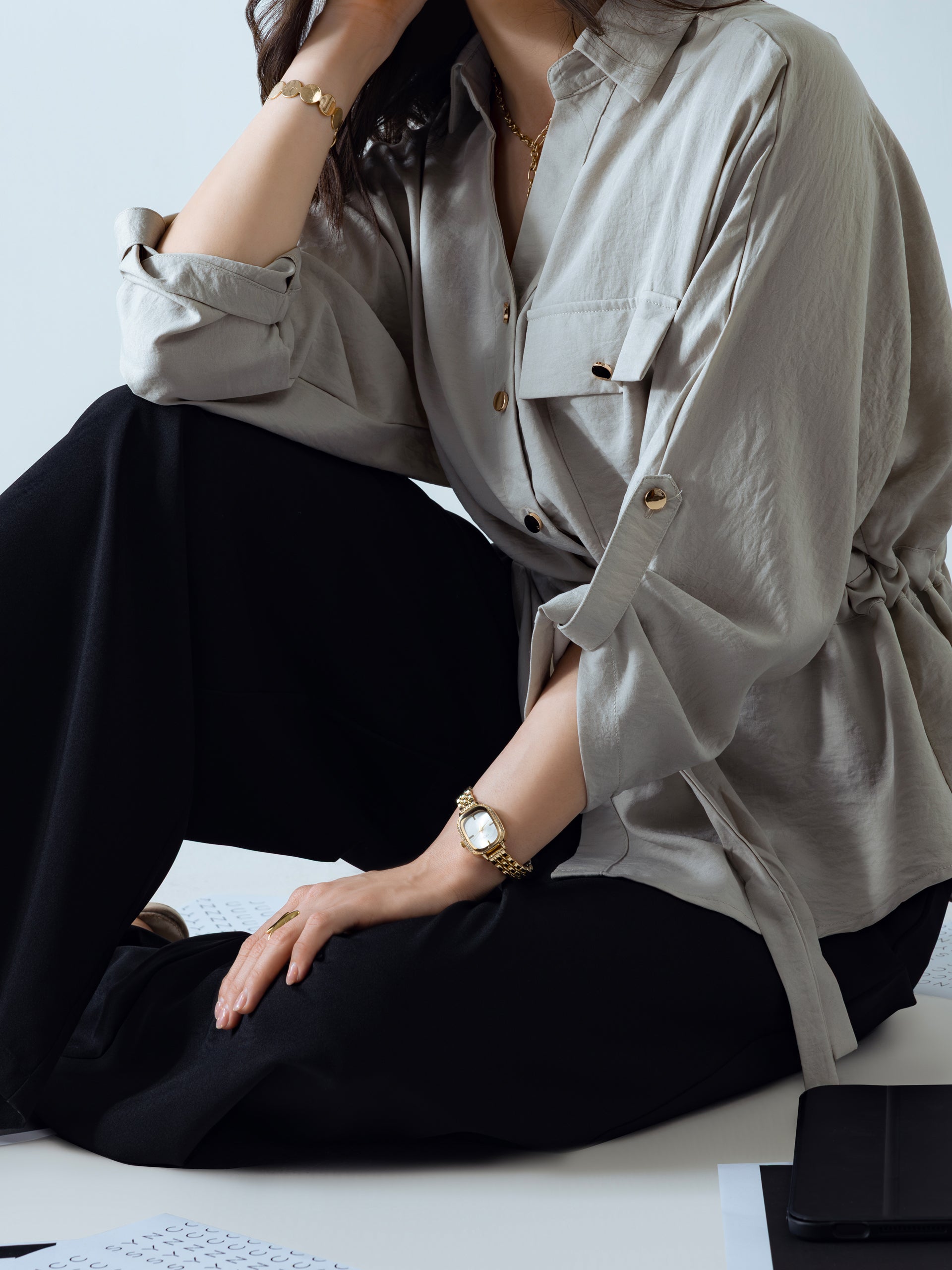 Stone Tie-Waist Blouse