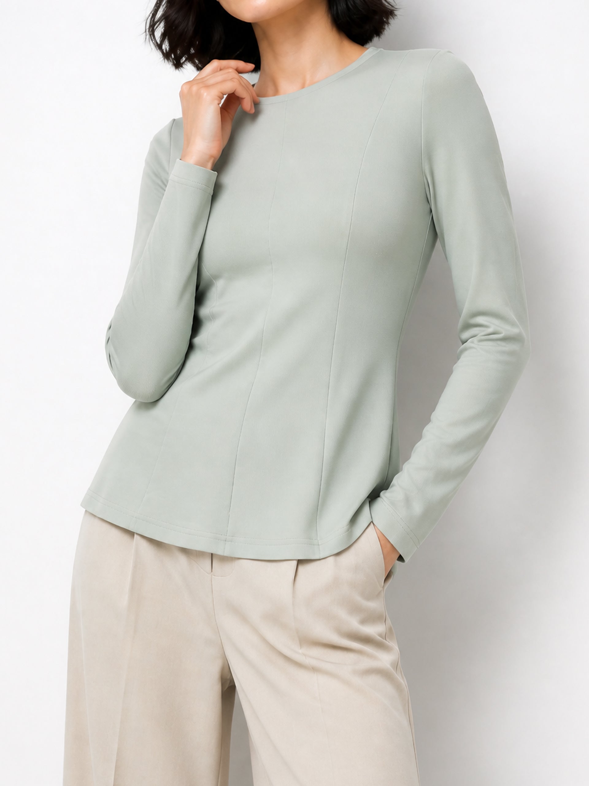 Women's Sage Ribbed Long-Sleeve Top - women's Short Shirt | SYNCC