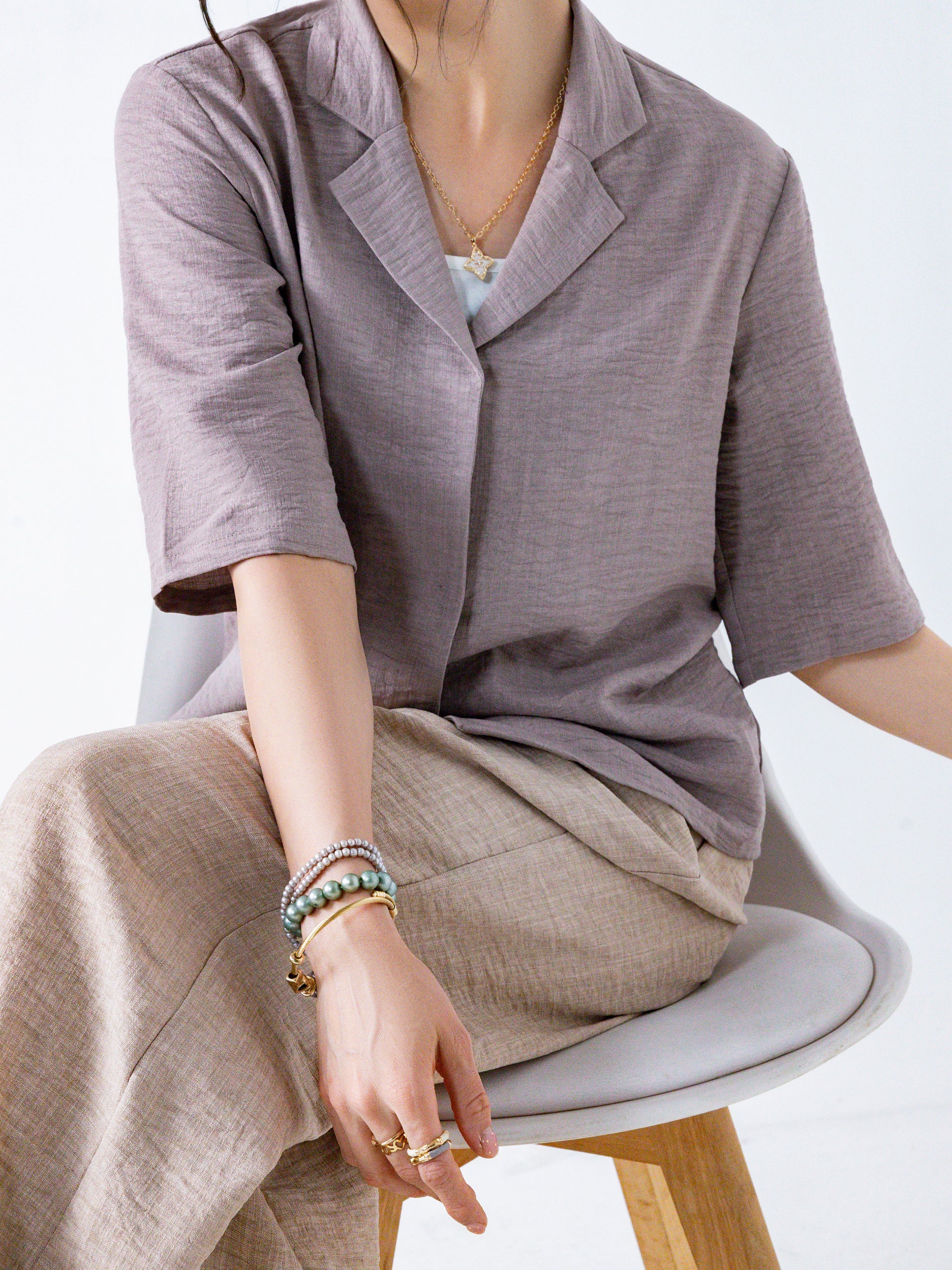 Taupe Relaxed Button-Up Shirt