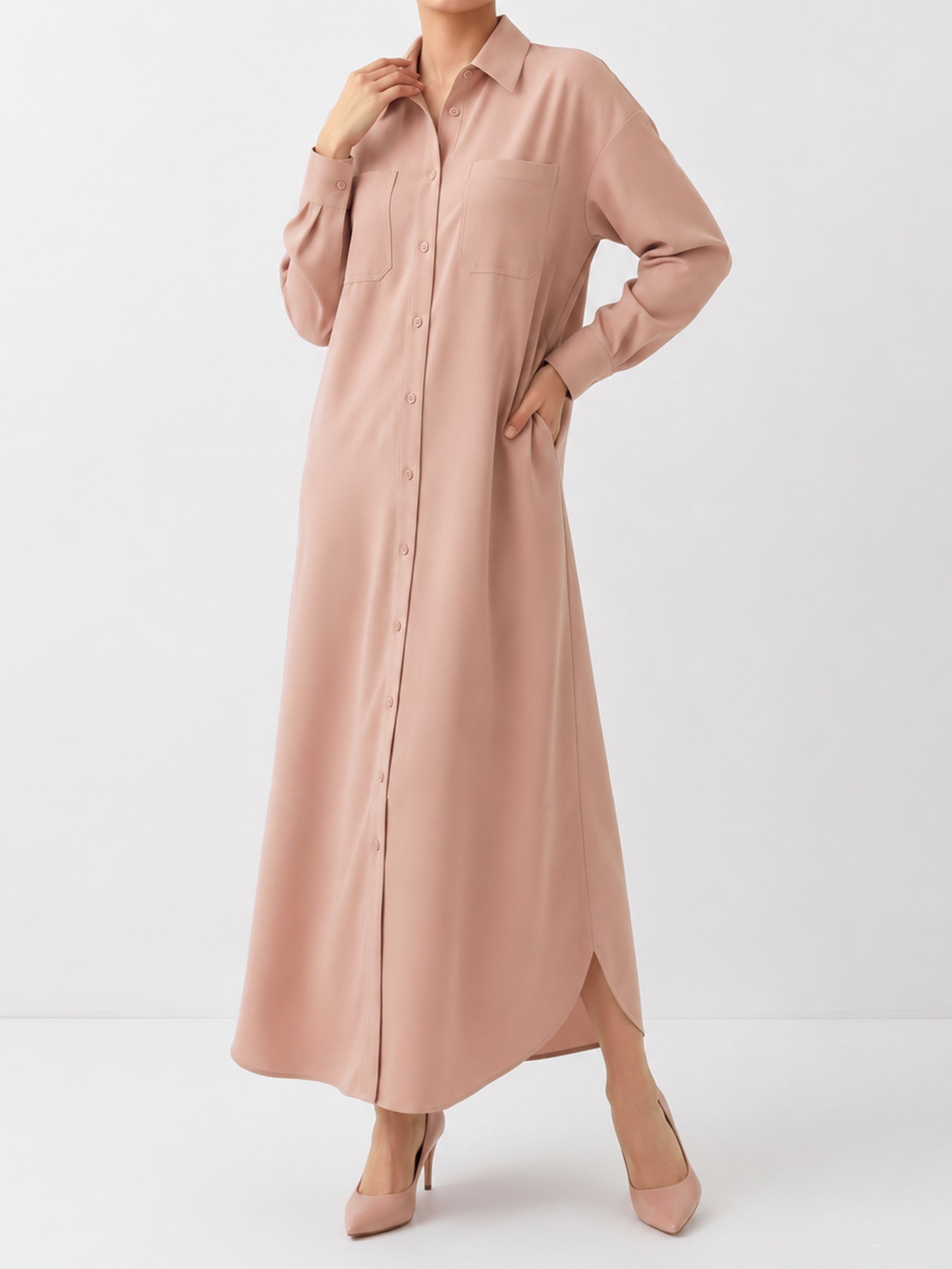 Women's Pink Button-Down Maxi Dress - women's Maxi | SYNCC