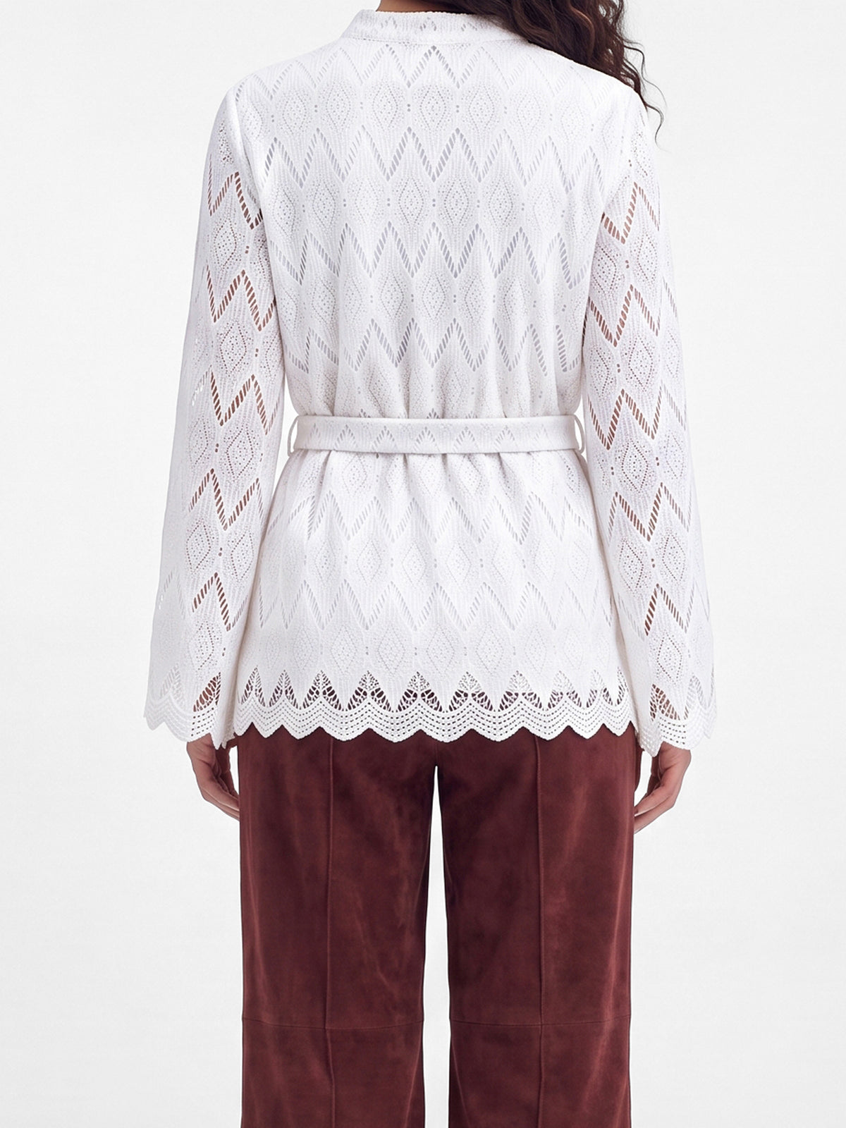Eyelet Lace Open-Front Jacket