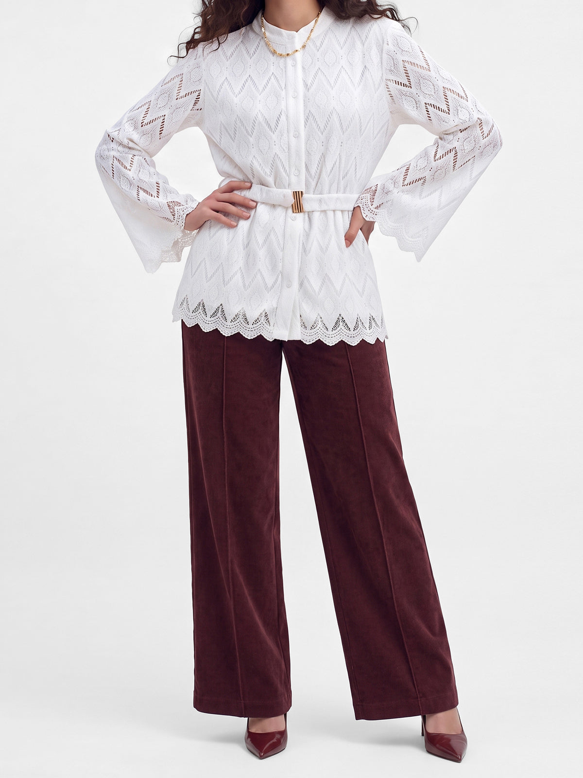 Eyelet Lace Open-Front Jacket