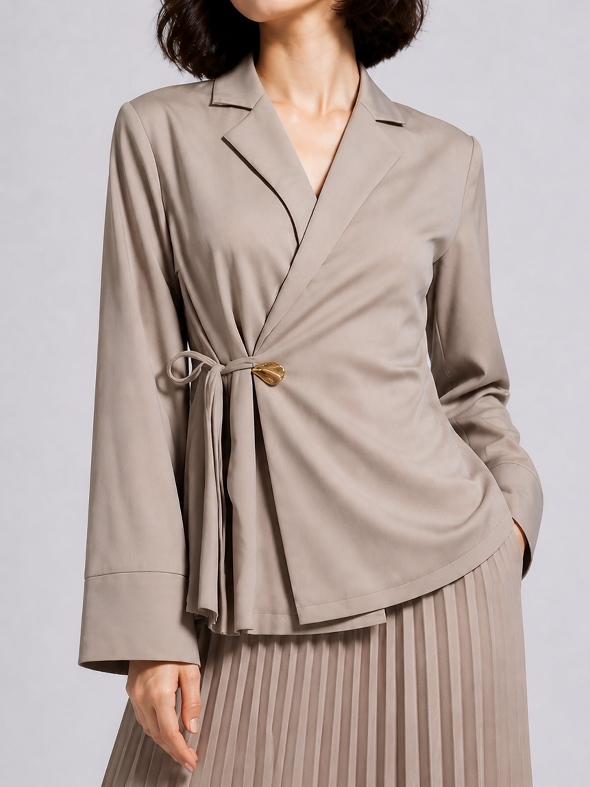 Taupe Overlap Blazer